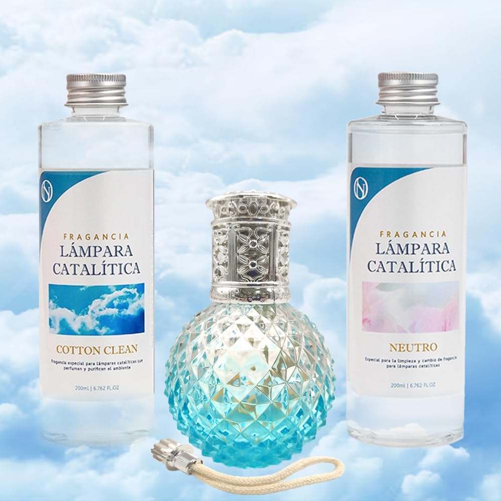 Pack Ahorro Lámpara Catalítica Blue Diamonds + Fragancia Cotton Clean (500ml) + Limpiador Neutro (200ml) + Mecha de Repuesto