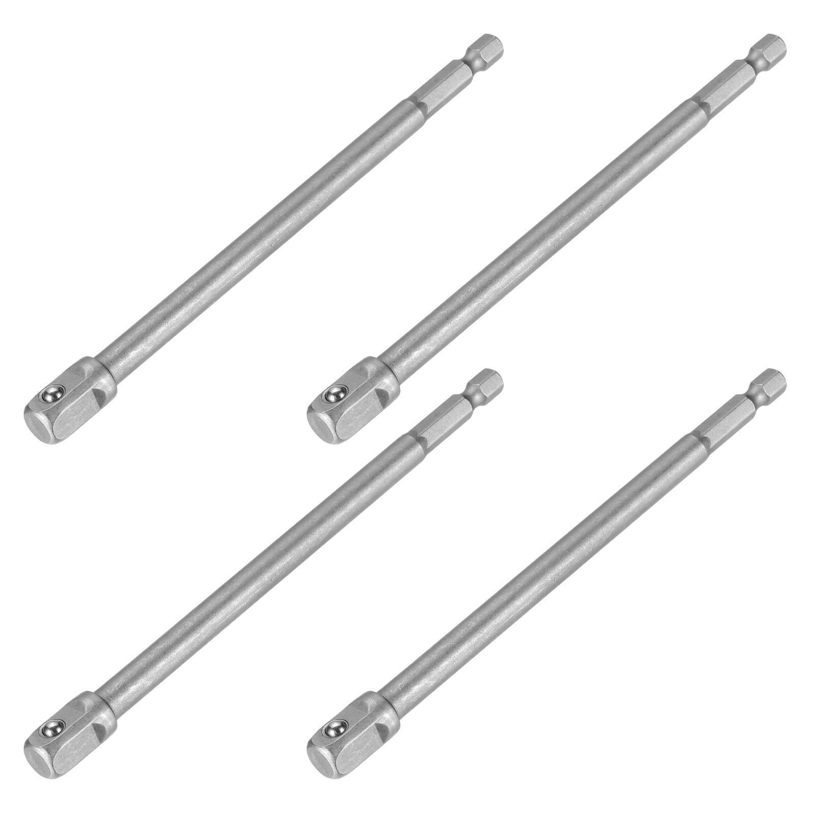 sourcing map 4pcs Impact Socket Adapter 3/8" Square Drive 1/4" Hex Shank 6" Long Extension Bit for Axle Nut Driver Drill Socket Sets