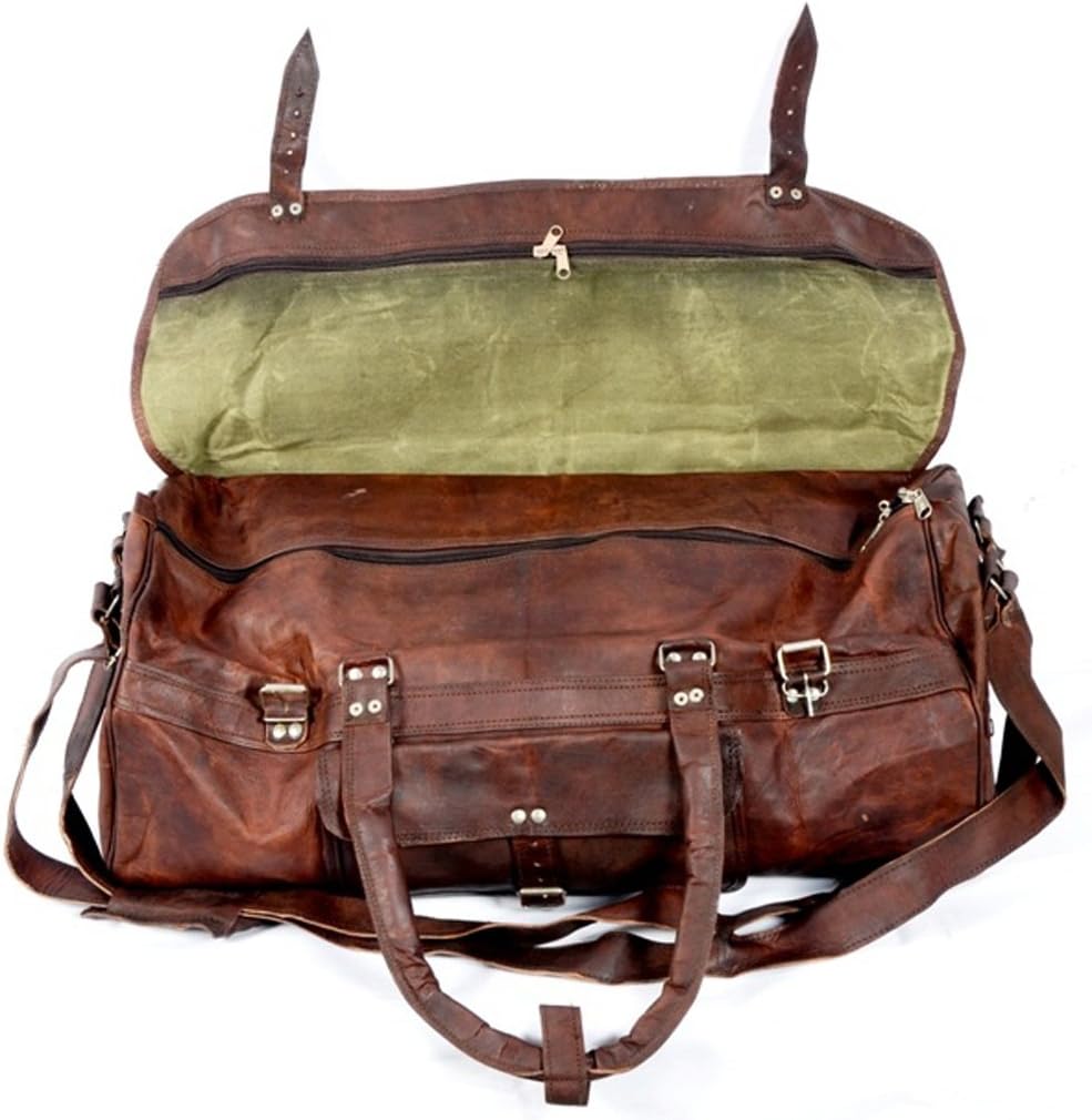 Cool Stuff 20" Leather Overnight Bag Travel Duffel Weekend Bag Sports Luggage Cabin Bag Holdall (BROWN)