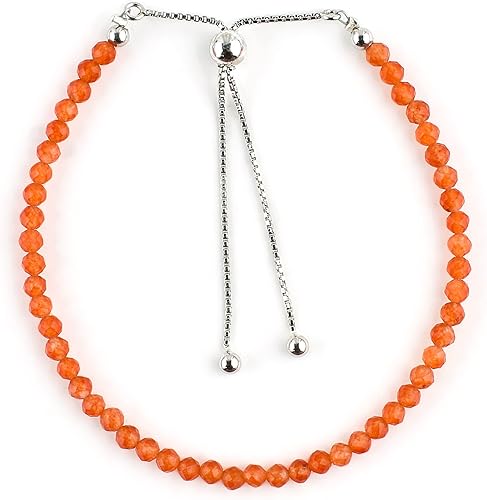 Miniatura 51 de OdrillionGems Pulsera de bolo de plata de ley 925 con cuentas redondas facetadas, hecha a mano, minimalista, cristales curativos, deslizante