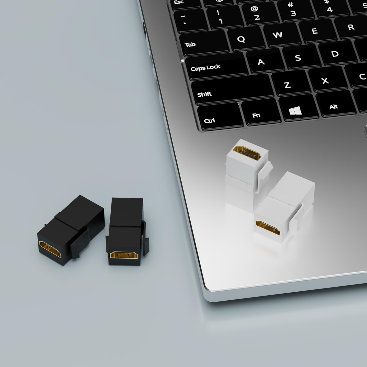 PANPEO 6-pak HDMI Keystone, HDMI Keystone Jack 4K żeński na żeński adapter obsługuje wszystkie 3D, 4K - pozłacane (6-pak - czarny)