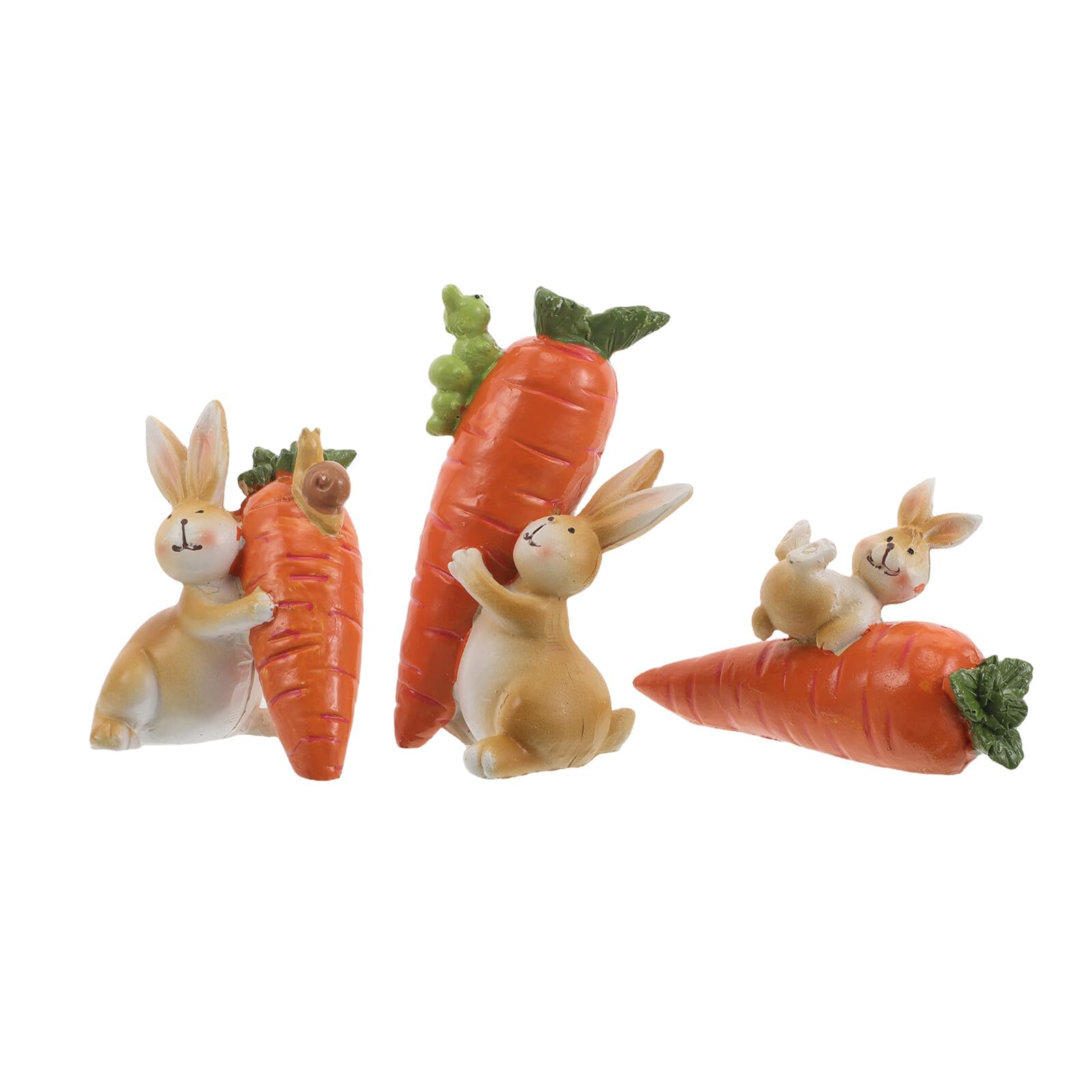 Amosfun Set 3 Statuine di Coniglietti in Resina Piccole con Carota, Decorazioni Pasquali da Mensola, Ornamenti Realistici per Arredamento Primavera e Centrotavola