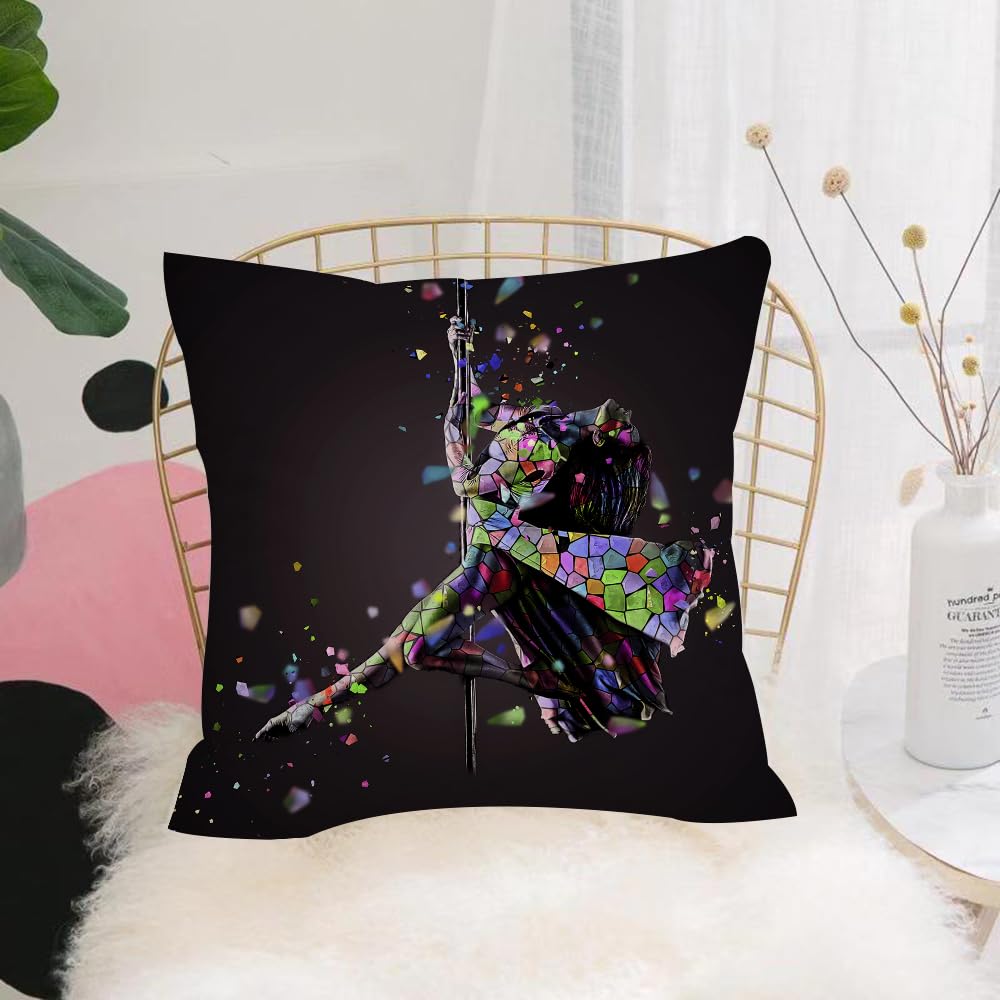 Hyosxw Sexy Woman Dancing Charming Stage Show Lady - A1 Cushion Cover,Throw Pillow Case Home Decorative For Living Room Bedroom Sofa Chair 18X18 Inch,Sexy Woman Dancing Charming Stage Show Lady With Graffiti Skirt Pole Dance Abst,Pillowcase 45X45cm