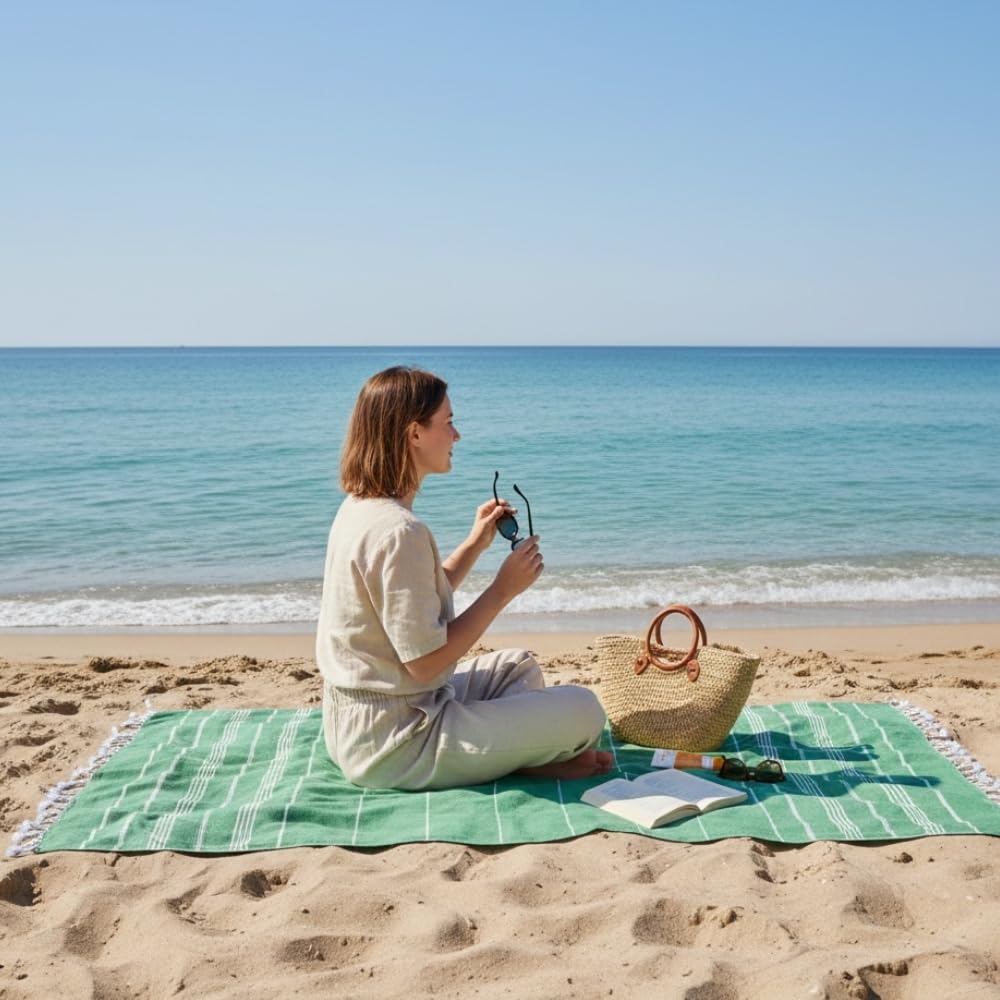 Ręcznik do sauny XXL Hamamtuch – duży, miękki ręcznik kąpielowy 100x200cm, szybkoschnący – ręcznik plażowy premium, Beach Towel, ręcznik dla mężczyzn, kobiet, do jogi i fitnessu (Benetton)