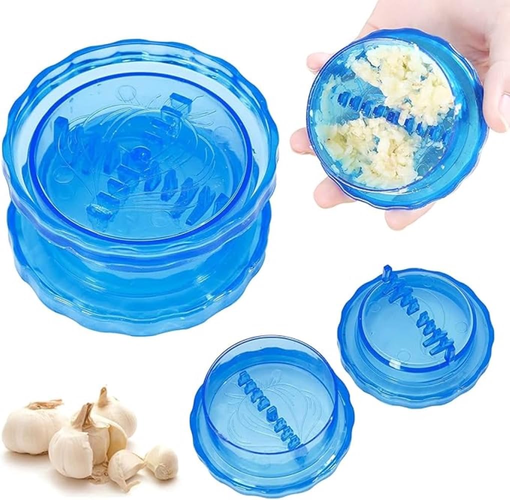 Manual Garlic Twist Crusher Presser,Manual Garlic Crusher,Garlic Peeler Crusher,Garlic Twister Presser for Kitchen Tool, Garlic Crusher for Mincing Garlic, Ginger, Nuts, Shallots, Olives (Blue Clear)