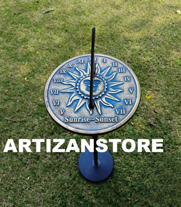 Brass Sunrise-Sunset Sundial 8 Inch Diameter