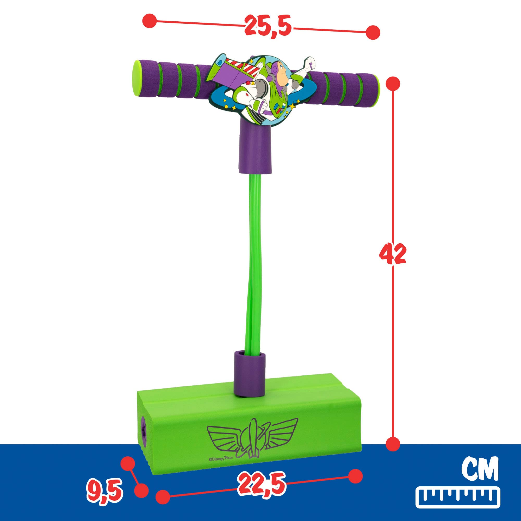 COLORBABY Disney, Pogo stick Buzz Lightyear, Toy Story juguetes, jumper de goma 42cm de altura, saltarín ligero y fácil de transportar, niños a partir de 3 años (77322)