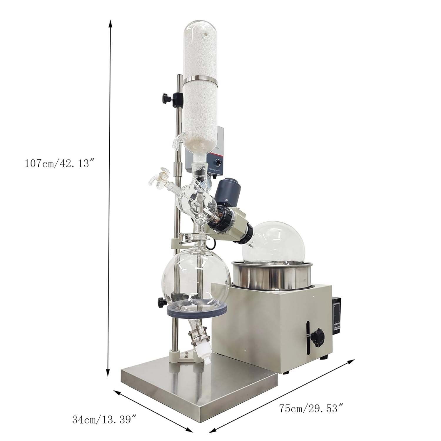 5L Rotary Evaporator for Lab Distillation 110V Electric Heating Rotary Evaporation Instrument Vacuum Distillation Equipment Lab Evaporator