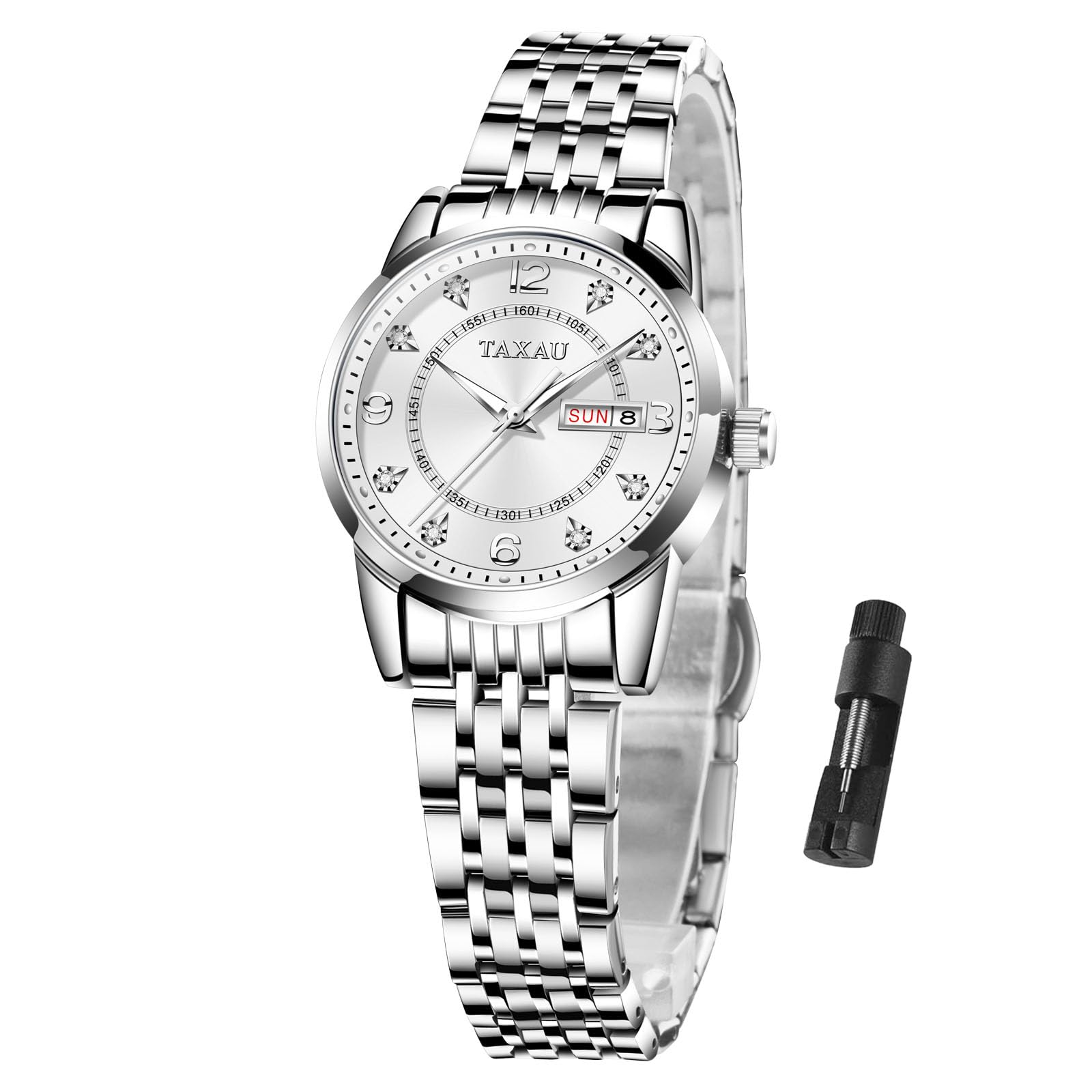 Taxau Herren Uhren Lederarmband Schwarz Ziffernblatt Analog
