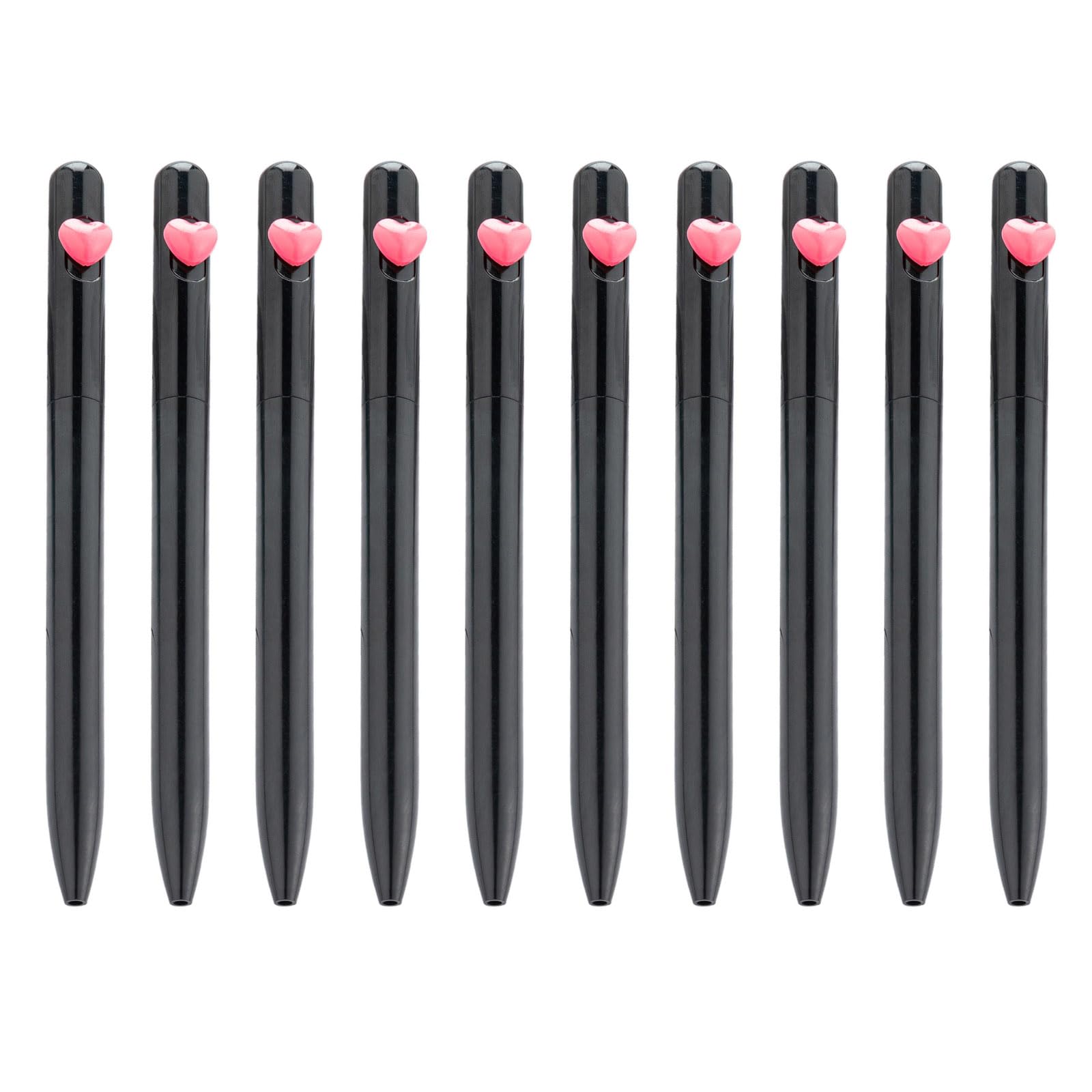 Buxuaaaa 10pcs 1.0mm Ballpoint Pen Smooth Writing Pen Black Inks Stationery Love Heart Ballpoint for School Oil