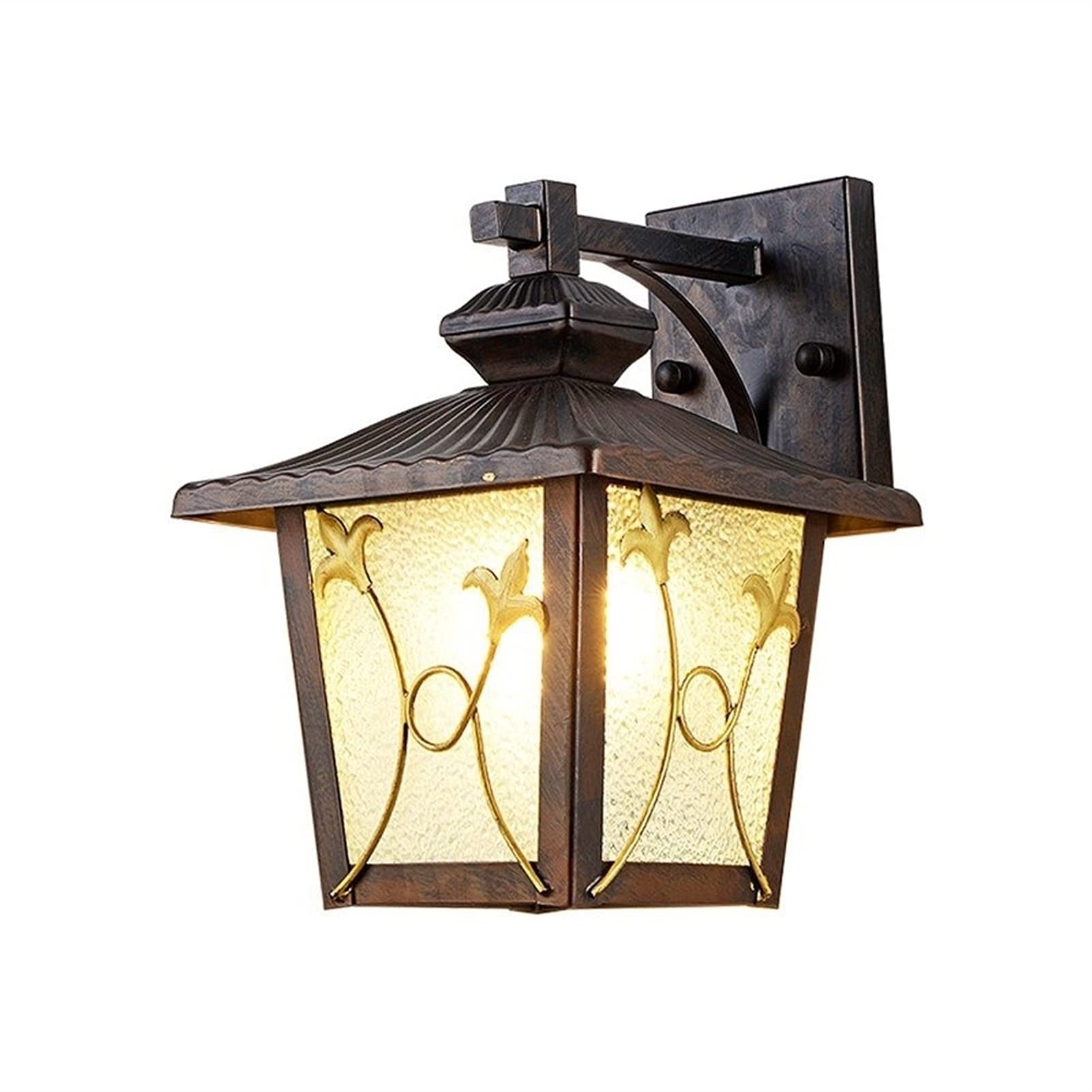Lampada da parete europea Lampada da parete in ferro impermeabile per esterni Lampada da giardino giapponese per patio esterno Balcone Corridoio Corridoio Lampada da parete in vetro Semplice porta