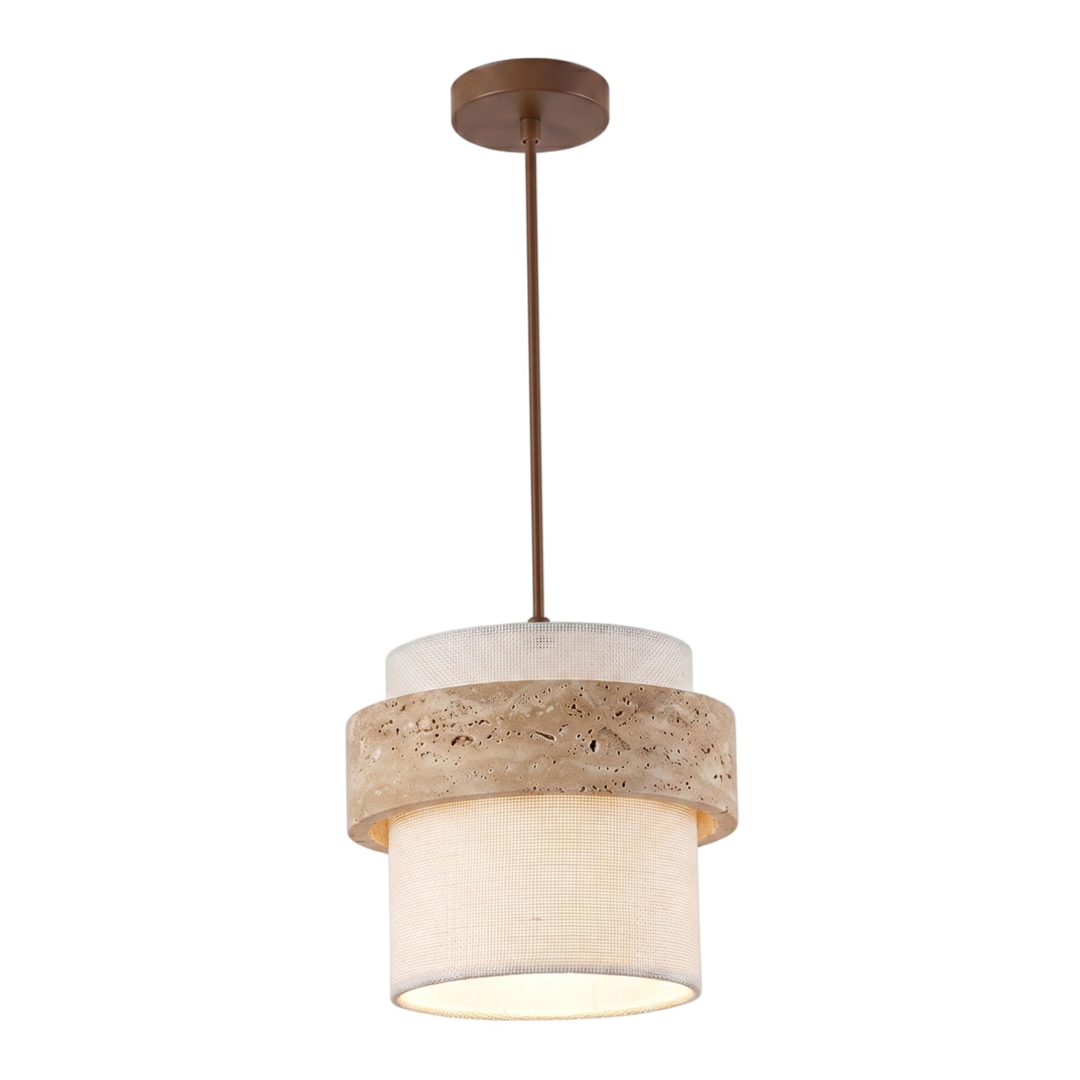 Tsawntd Wabi Sabi Pendant Light, Travertine Pendant Light Fixture With 3-color Adjustable Lighting, 7.09x6.30 Inch travertine wabi sabi lights for bedroom