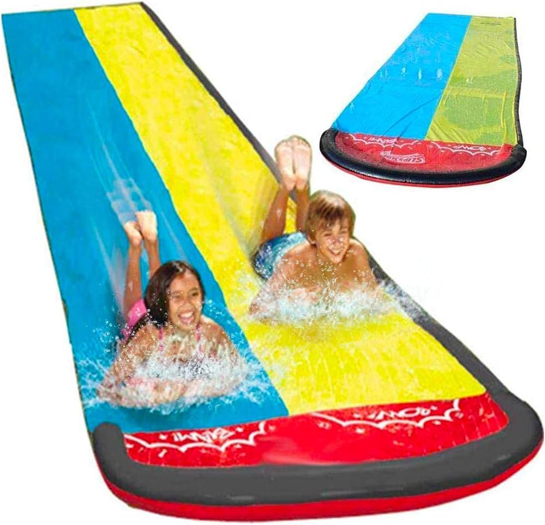Backyard Double Water Slide Summer Fun Toy, Long Water Slip & Slide Outdoor Water Toys for Kids & Adults