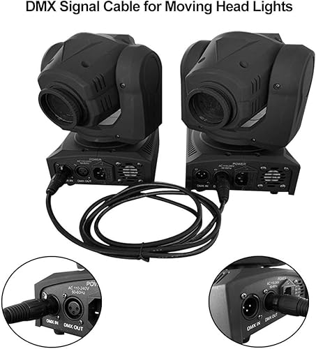 Miniatura 6 de Cable DMX de 6.5 pies, 10 cables de señal DMX de 6.6 ft, cables de señal, cable de luz XLR macho a hembra de 3 pines con conectores de metal,