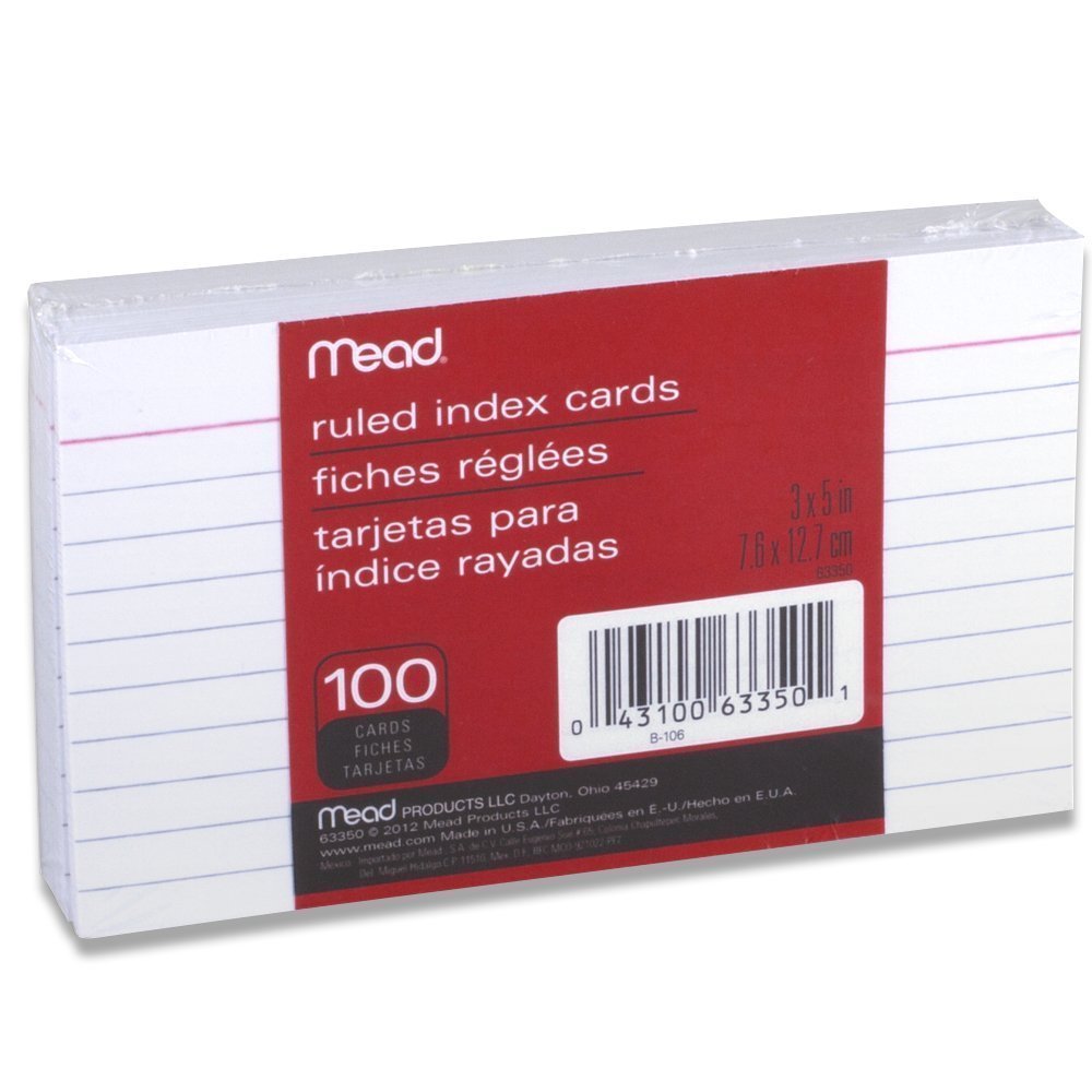 Mead 3 x 5-Inch Index Cards, Ruled, 100 Count, White (63350) Pack Of 6 - Image 2