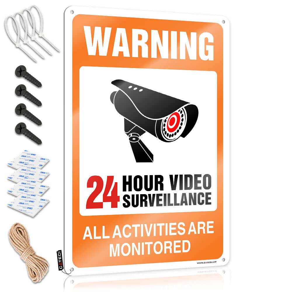 Neon Chic Poster - Video Surveillance Signs, No Trespassing Violators Will Be Prosecuted Rustic Wall Art Birthday Easy Hang For Workshop(30X40CM)