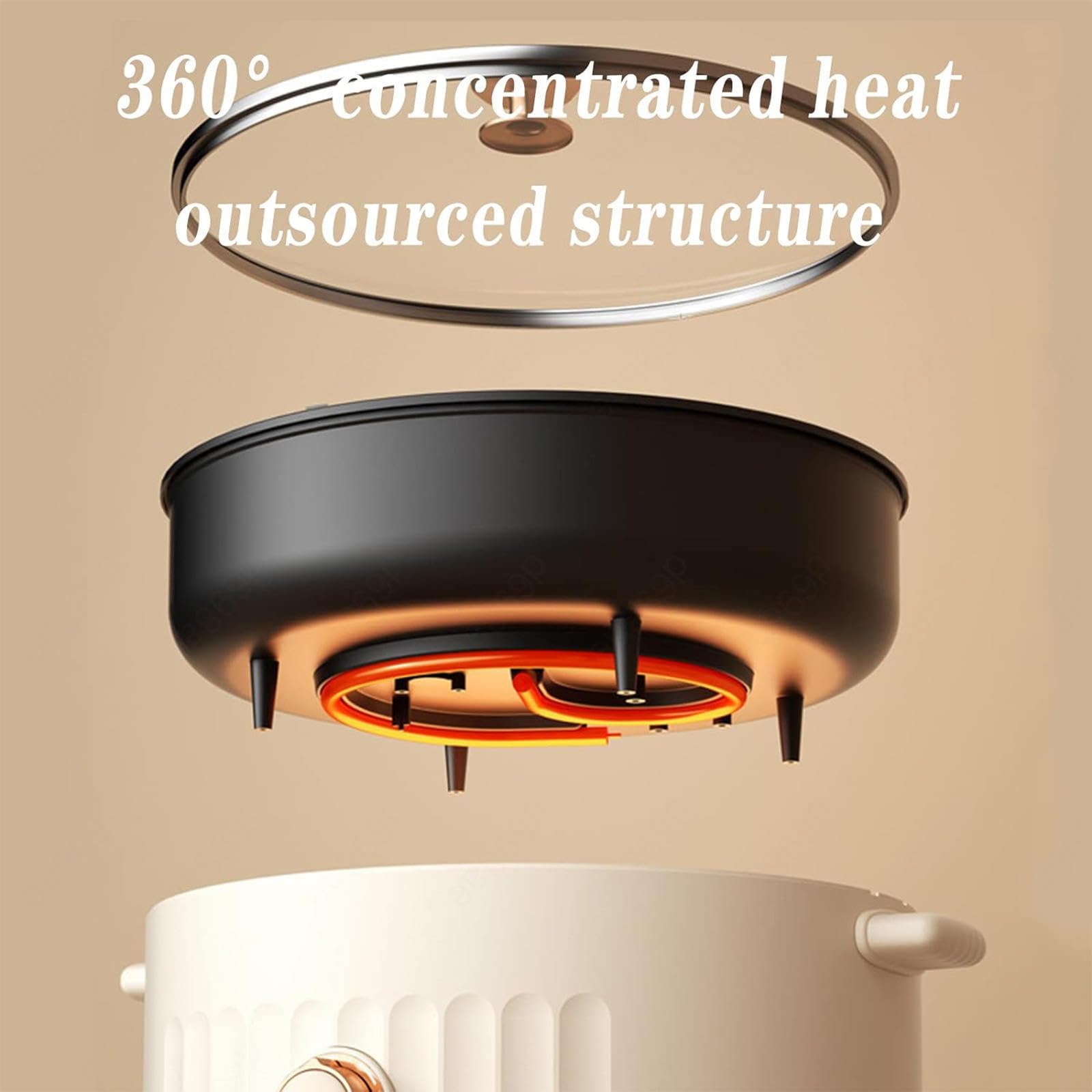 ARTSIM Fondue Chinoise Electrique, Feu à Trois Vitesses Appareil Fondue Chinoise Individuelle IdéAl pour Les RéUnions De Famille (avec 2 Filets Non éTanches),Red