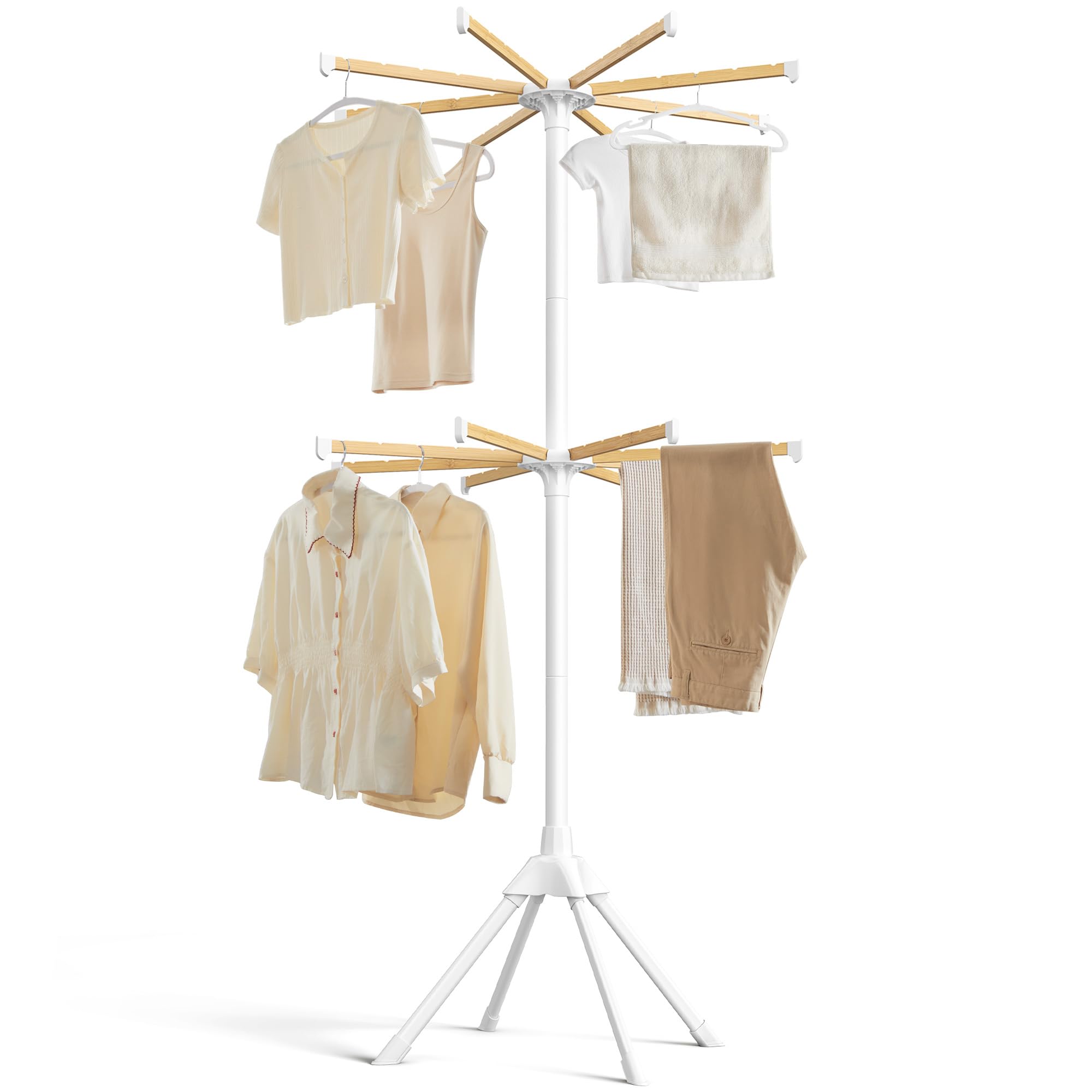 SONGMICS 2-Tier Bamboo Drying Rack – Free-Standing