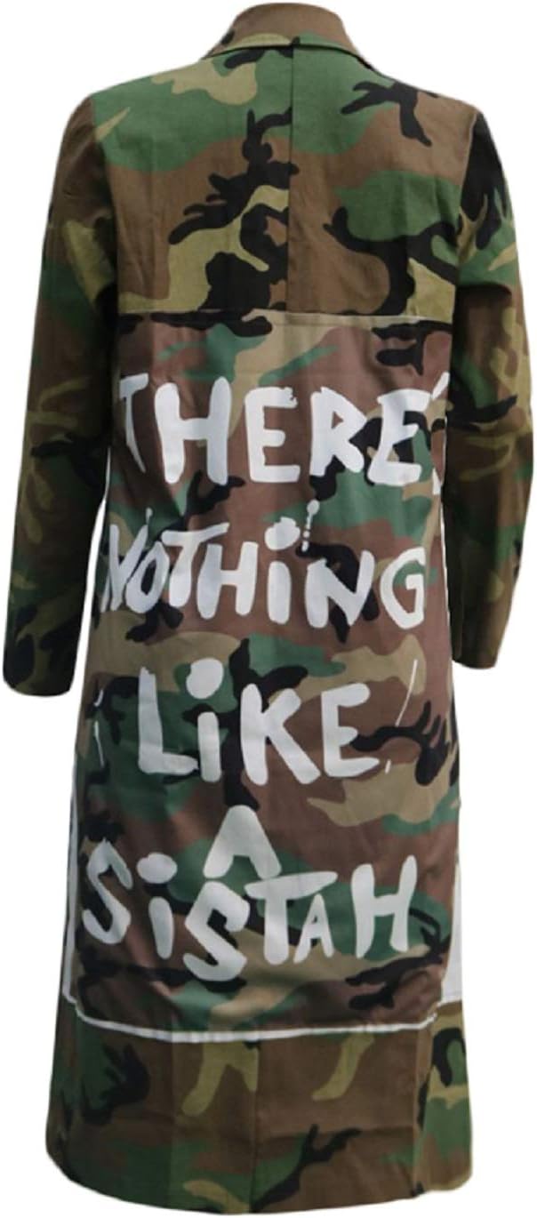 Voghtic Women Casual Camo Jacket Army Military BF Overcoat Long Sleeve Open Front Blazer with Pockets - Image 4
