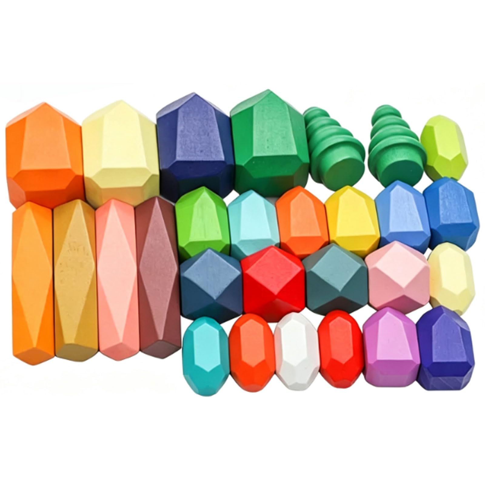 Bloques Equilibrio Madera Montessori con Piedras Apilables Arcoíris | Juego apilamiento piedras coloridas estilo nórdico, juguete educativo sensorial, bloques construcción
