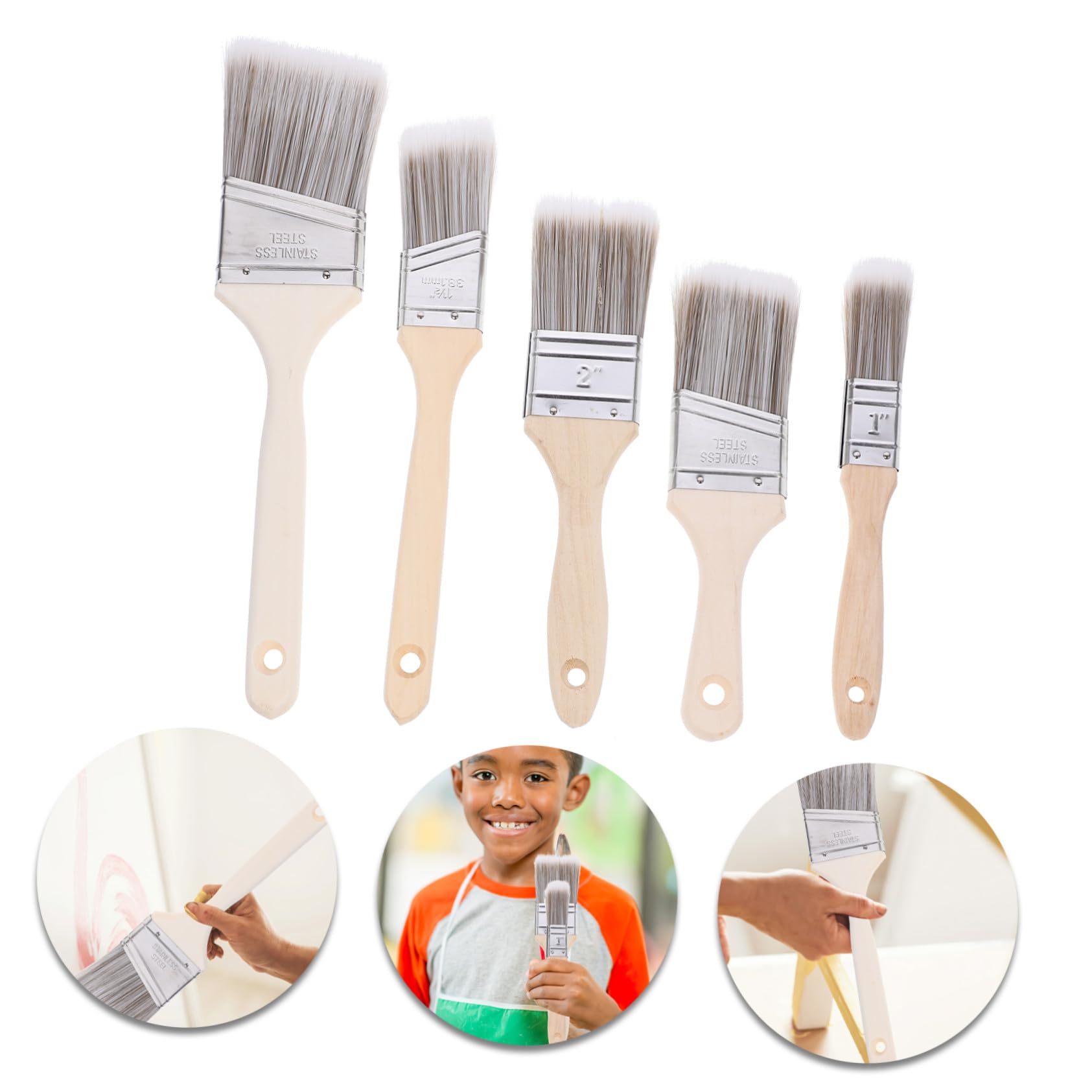15 Piezas Brochas de Pintura Reutilizables con Mango de Madera Portátiles y Versátiles para Paredes y Detalles Hogar con Fibras Suaves para Acabado Uniforme y Precisión
