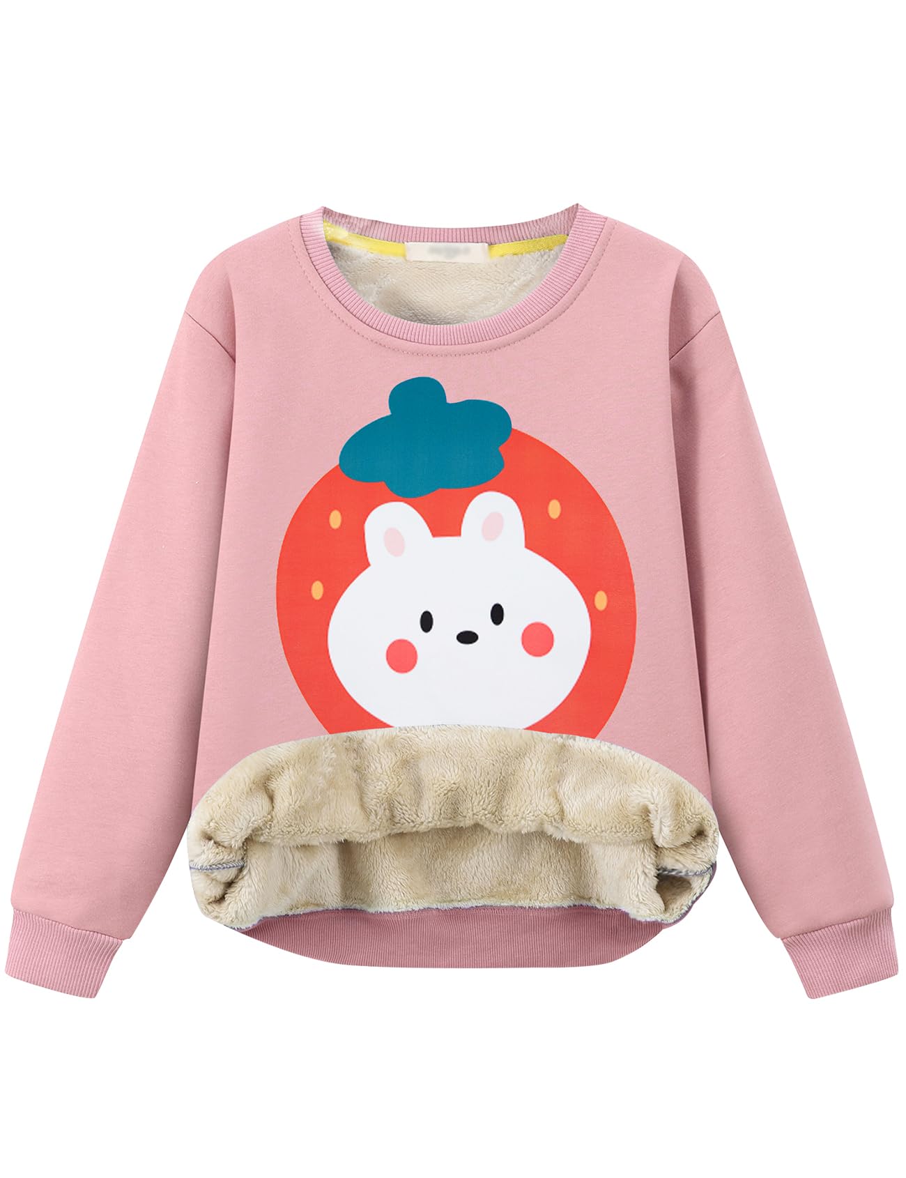 Girls Sweatshirt Kids Fleece Lined Sweatshirts Winter Warm Sherpa Crewneck Pullover