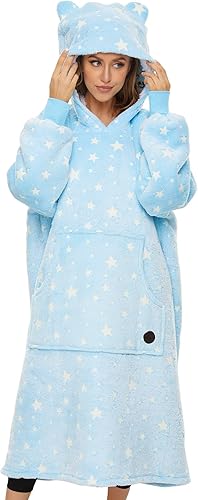 Miniatura 6 de THREE POODLE Manta con capucha que brilla en la oscuridad, sudadera con capucha de gran tamaño para adultos, mujeres, hombres y niños,