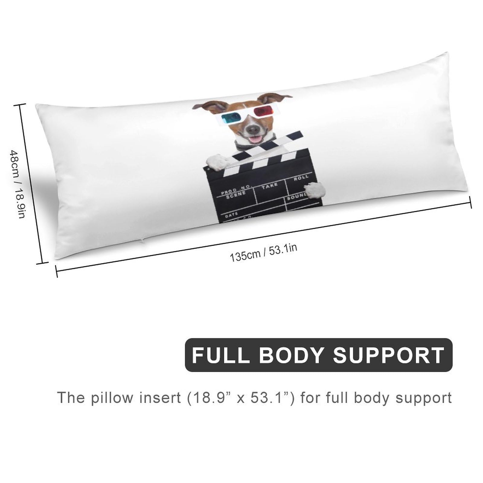 3D Glasses Tv Movie Dog Body Pillow Cover Lightweight Long Pillow Case for Cushion Sofa Living Room Bed 20