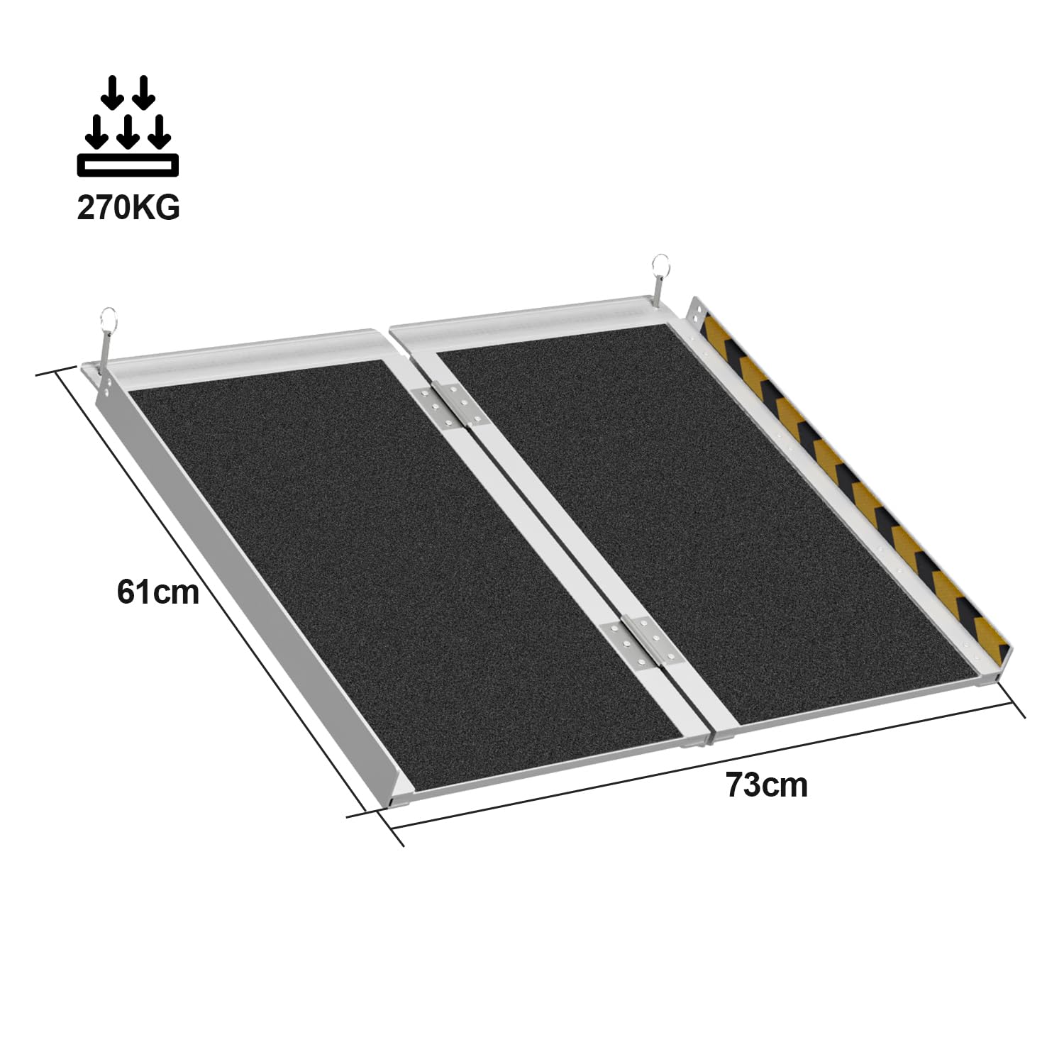 Rampa para silla de ruedas de 152 x 73 cm, soporta hasta 270 kg, con superficie antideslizante, portátil, para silla de ruedas, para casa, escalones, escaleras, apertura de puerta