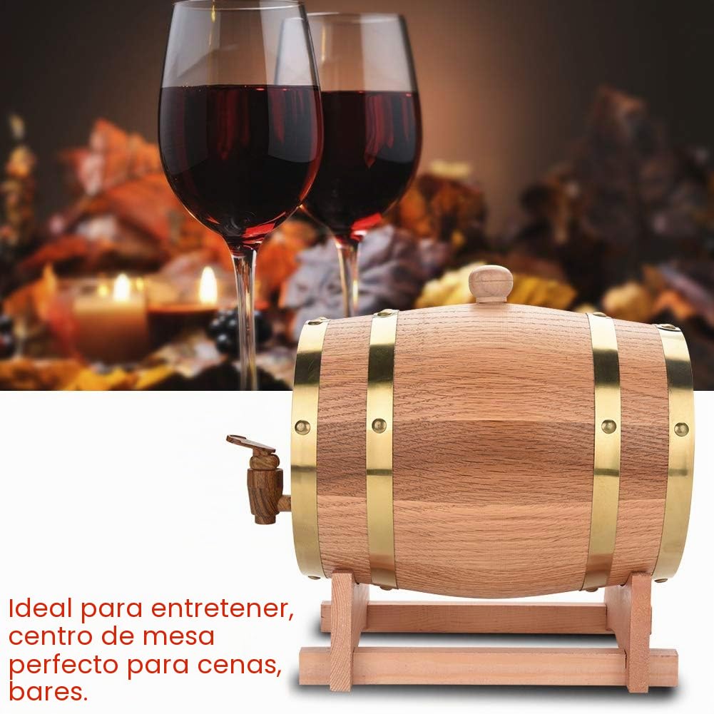 Dispensador de Cerveza de Madera de Roble - Barril de 3 Litros Con Soporte Para Whisky, Bourbon, Tequila y Vino