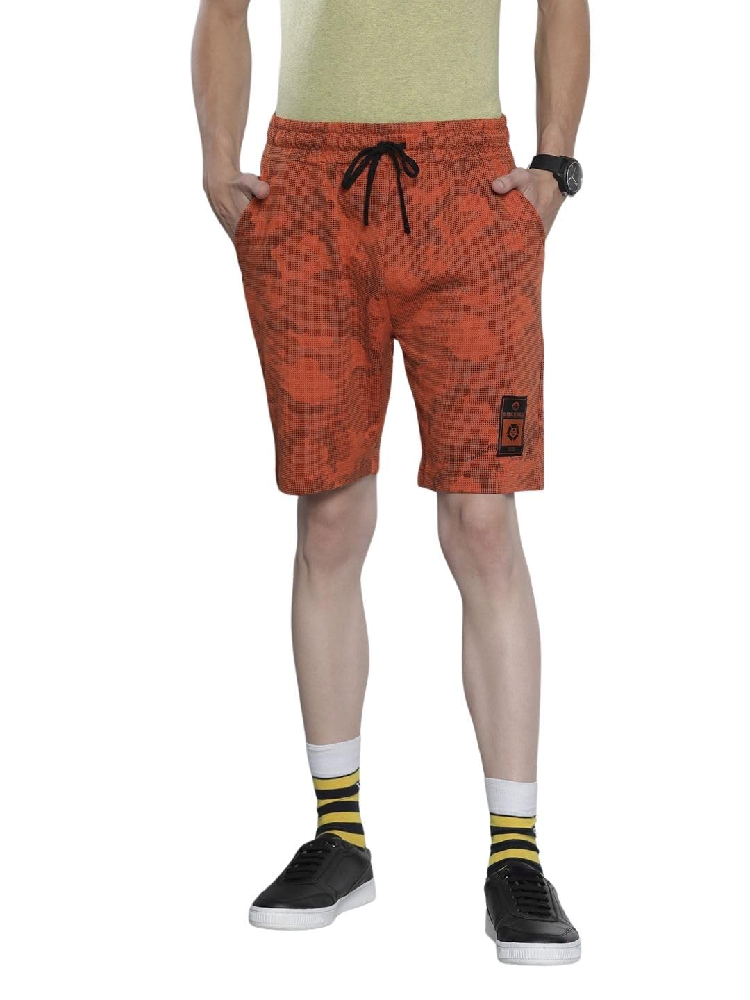 the indian garage co Men Regular Fit Abstract Printed Mid-Rise Knitted Shorts-picture-11