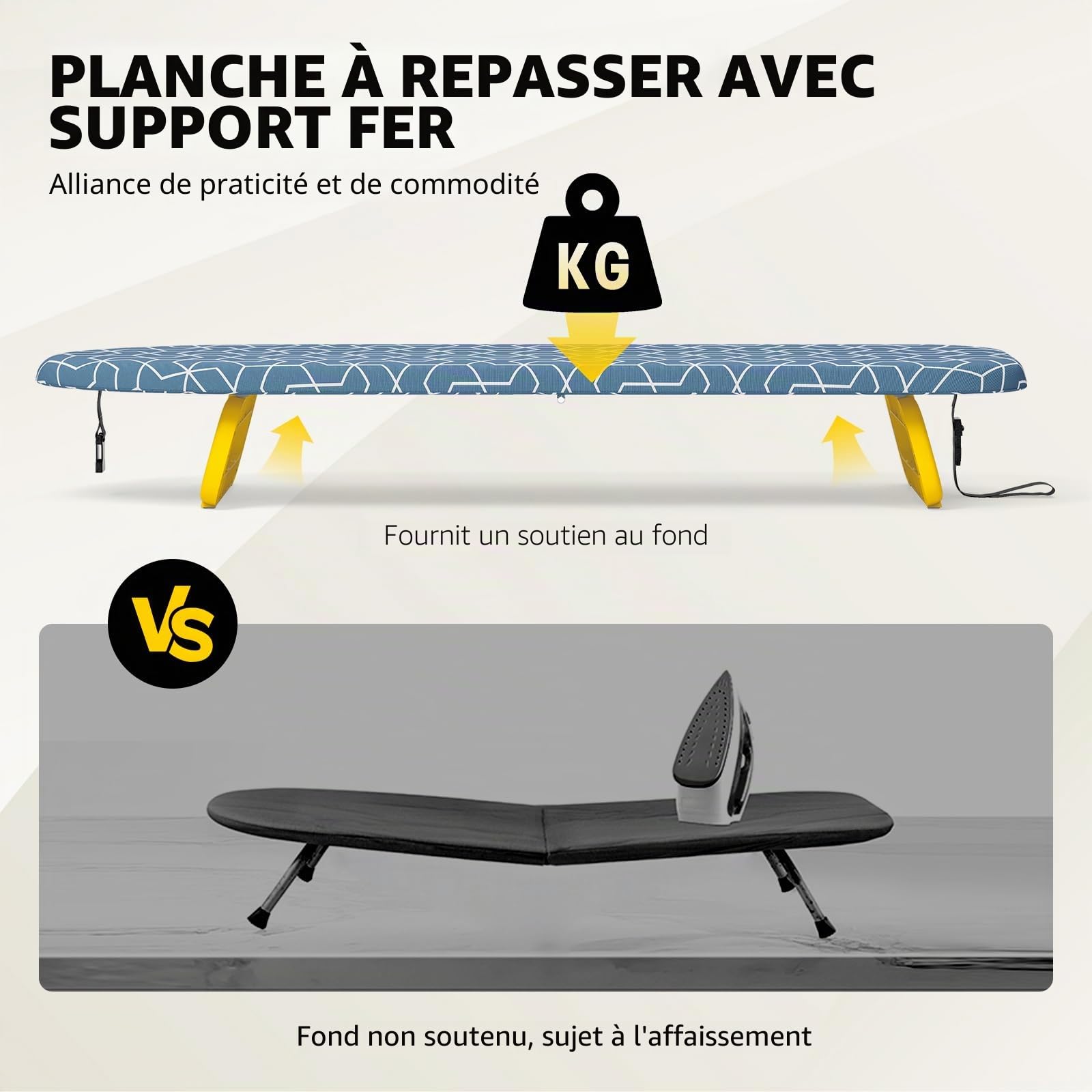KINGRACK Table à Repasser Pliable - Petite Planche à Repasser - Housse de Planche à Repasser Pliable et Portable avec Pieds antidérapants pour Un Usage Domestique - 30 x 81 cm - Bleu foncé