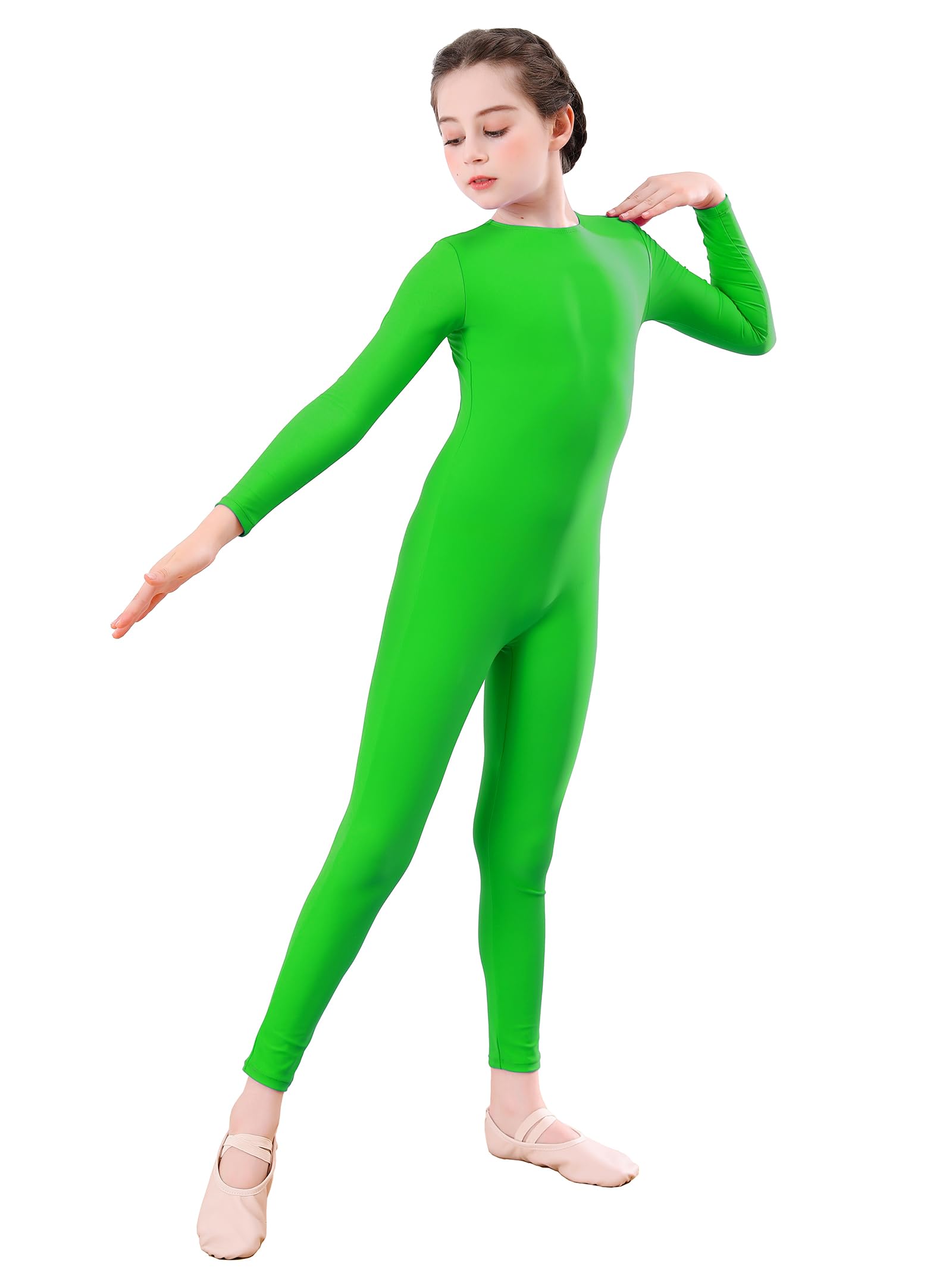 Girls' Full Body Long Sleeve Unitard One Piece Gymnastics Dance Bodysuits for Kids