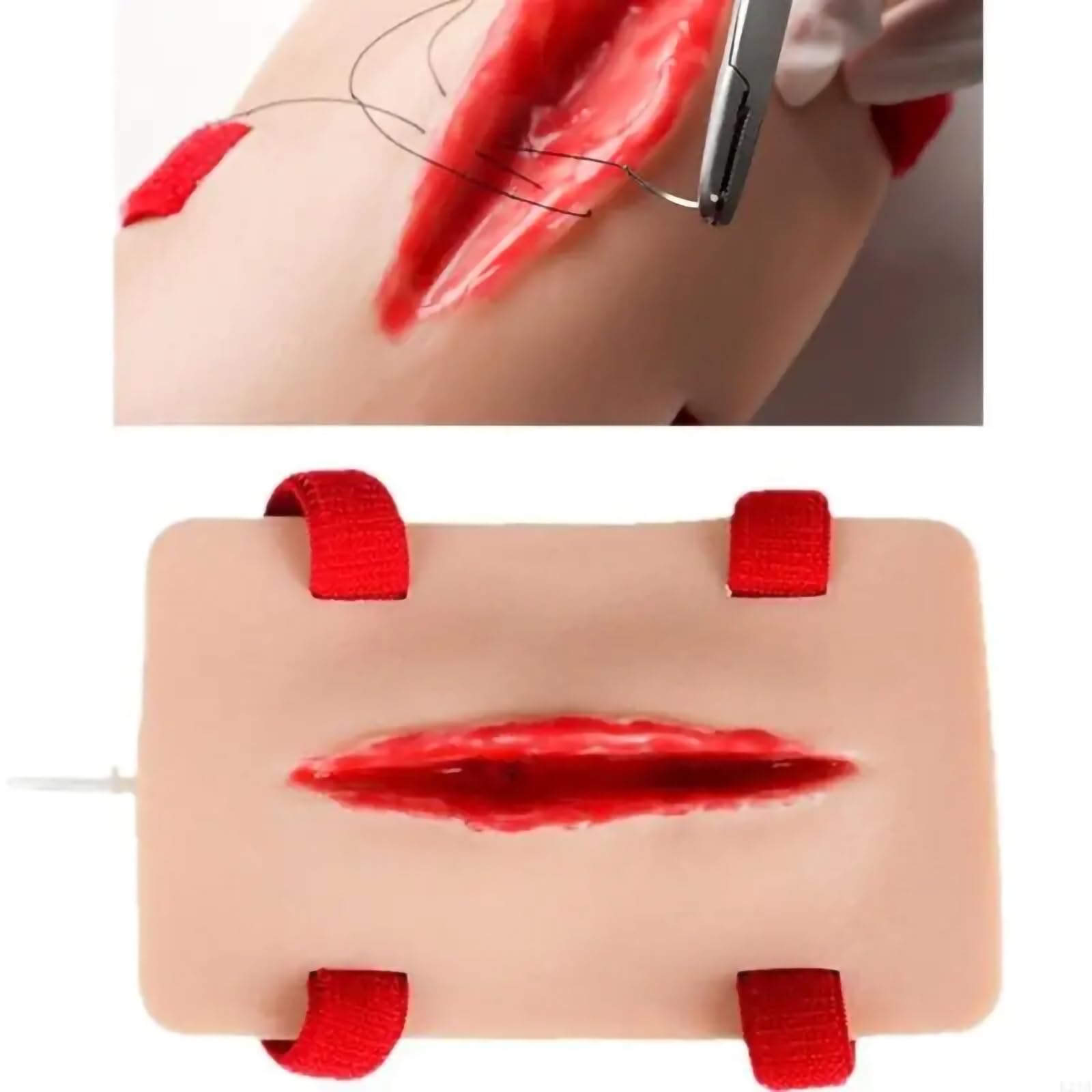Tampone di addestramento per ferite in silicone realistico - Simulatore indossabile riutilizzabile per il controllo delle emorragie, la sutura e la pratica del primo soccorso di emergenza,Flesh