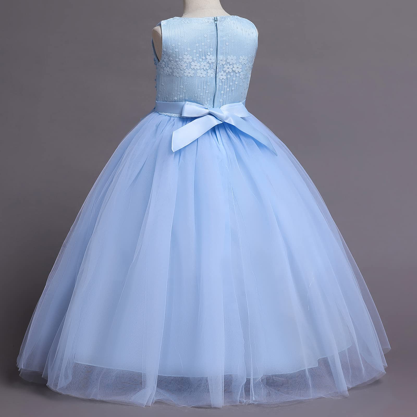 Langes Kleid für Mädchen, Blumenmuster, Spitze, Prinzessin, für Kinder, Tüll, Festzug, formelle Party, Hochzeit, Bodentanz, Abendkleid