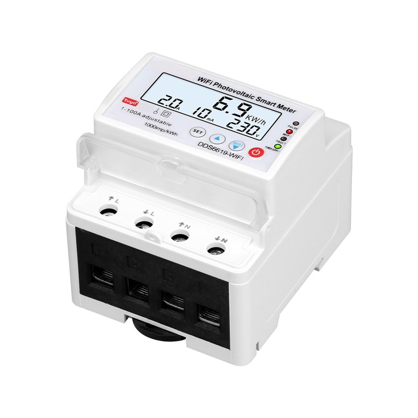 Medidor De Energía Monofásico AC 100A Con Control Remoto WIFI, Contador KWh, Vatímetro Electricidad Analógico Consumo Doméstico Monitorización Precisa Energía