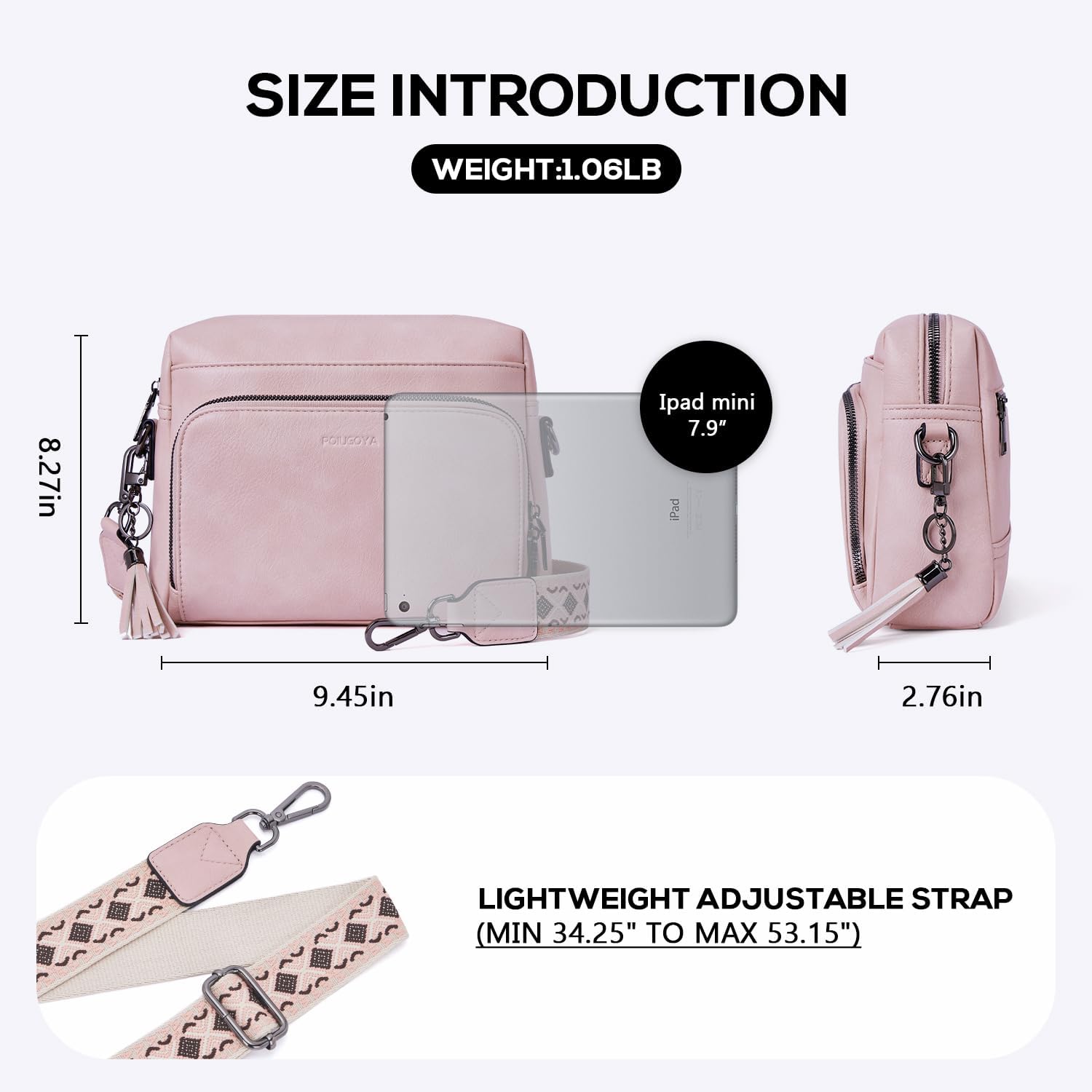 POIUGOYA Crossbody Purses for Women Trendy,Vegan Leather Medium Crossbody Bag,Women's Crossbody Travel Purse Built in Wallet