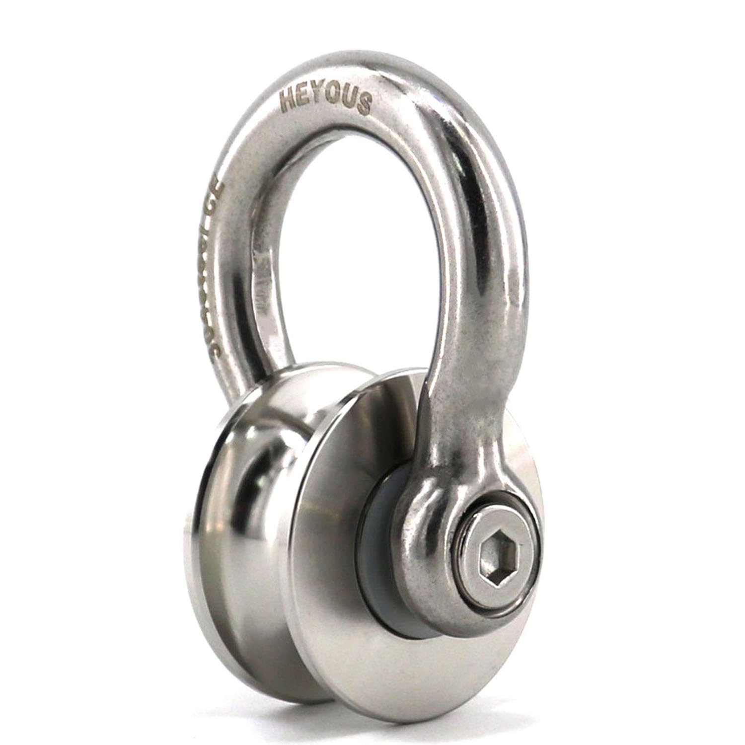 Heyous Detachable U-Shaped Pulley Large Size Short Screw Stainless Steel Track Rotating Wheel Bearing Used for Small Crane Production Salvage System and Pulley Models