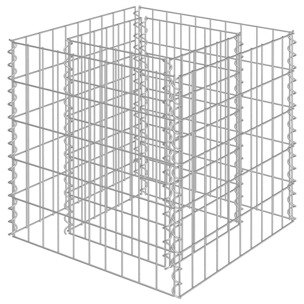 vidaXL Gabion Raised Bed-50x50x50cm Silver Galvanised Steel-Robiust Structure-Sturdy Flower/Plant Bed Border for Patio or Garden