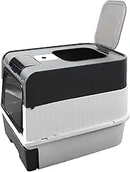 Caixa de areia para gatos com tampa, totalmente fechada, anti-respingos, autolimpante, caixa de areia para gatos com colher, tipo gaveta, vaso sanitário para gatos