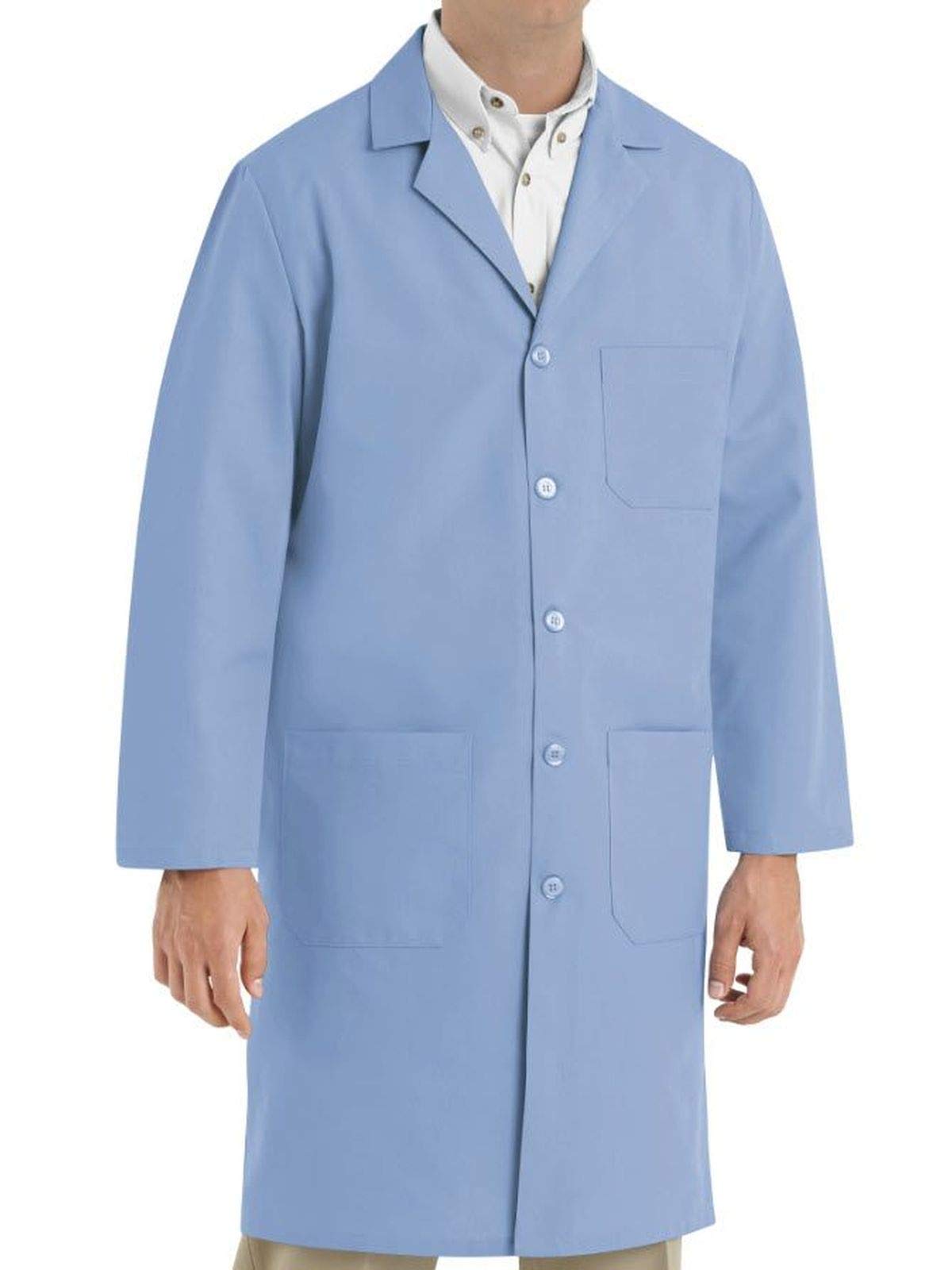 Averill's Sharper Uniforms Men's Color Regular Buttons/Exterior Chest Pocket Lab Coat, Size: XXX-Large, Light Blue