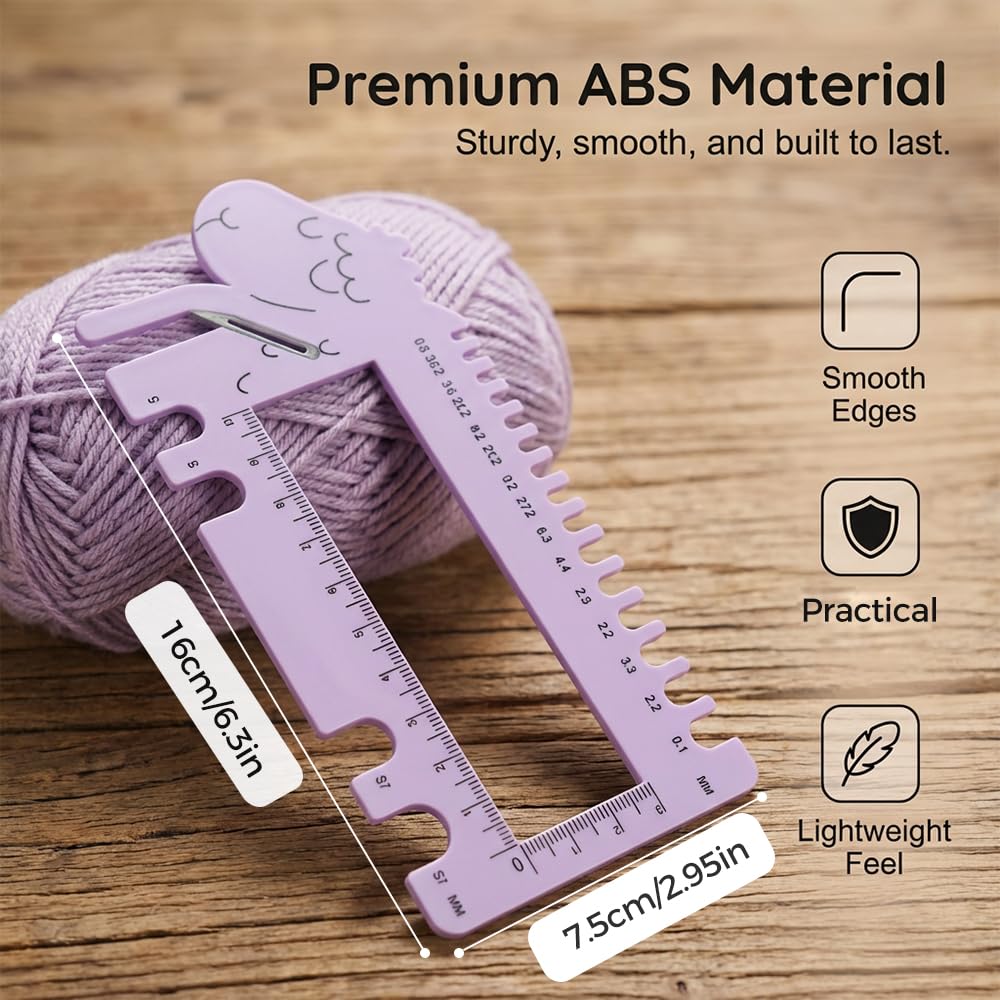 Crochet Gauge Measuring Tool,2026 New Knitting Needle Gauge Sizer,Crochet Hooks & Spinner Yarn Gauge Swatch Ruler Sweater Measuring Tool for Weaving, Crafting (2 PCS) - 4