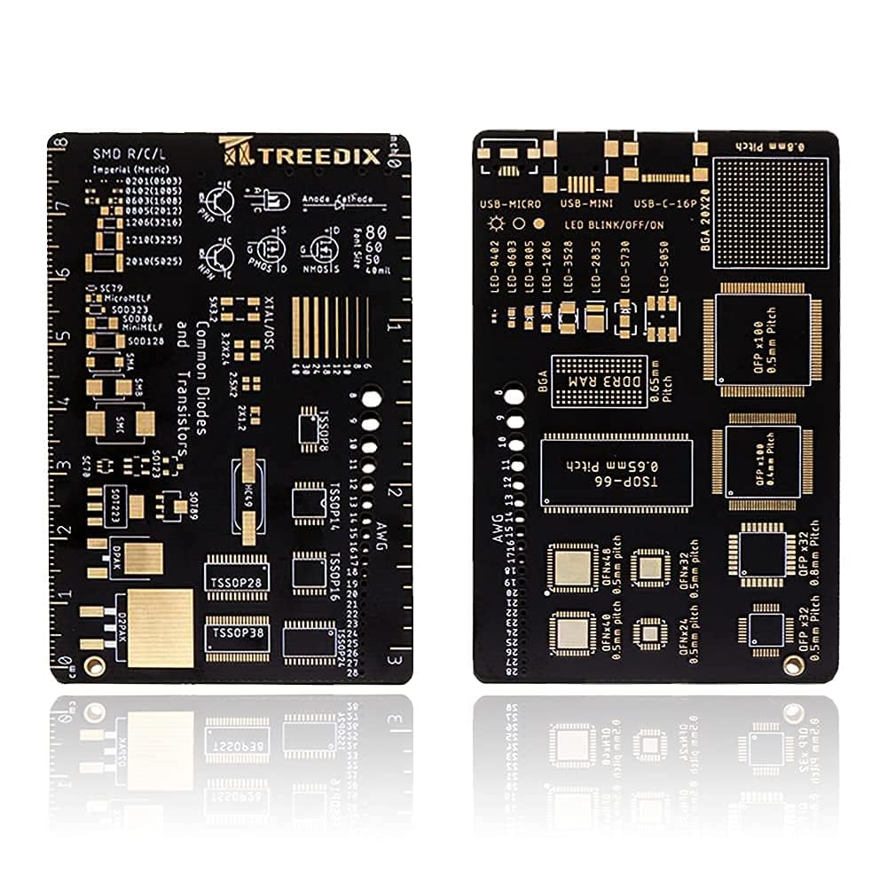 2PCS PCB SMD AWG Rulers, USB-Micro LED Blink Rulers Measuring Tool Resistor Capacitor Chip IC SMD Diode Transistor for Electronic Engineers Printed Circuit Board Accessory
