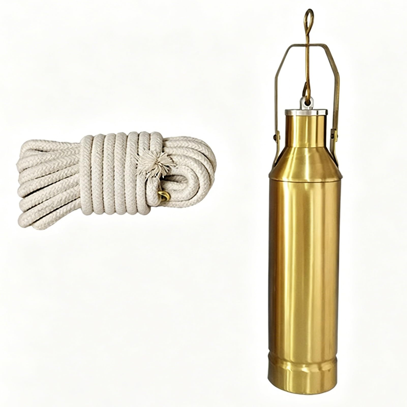 Kit de taza de muestra de aceite de latón, colector de muestras de aceite de mar profundo con capacidad de 500 ml y 1000 ml, incluye cuerda de 328 pies para un fácil muestreo de aceite líquido