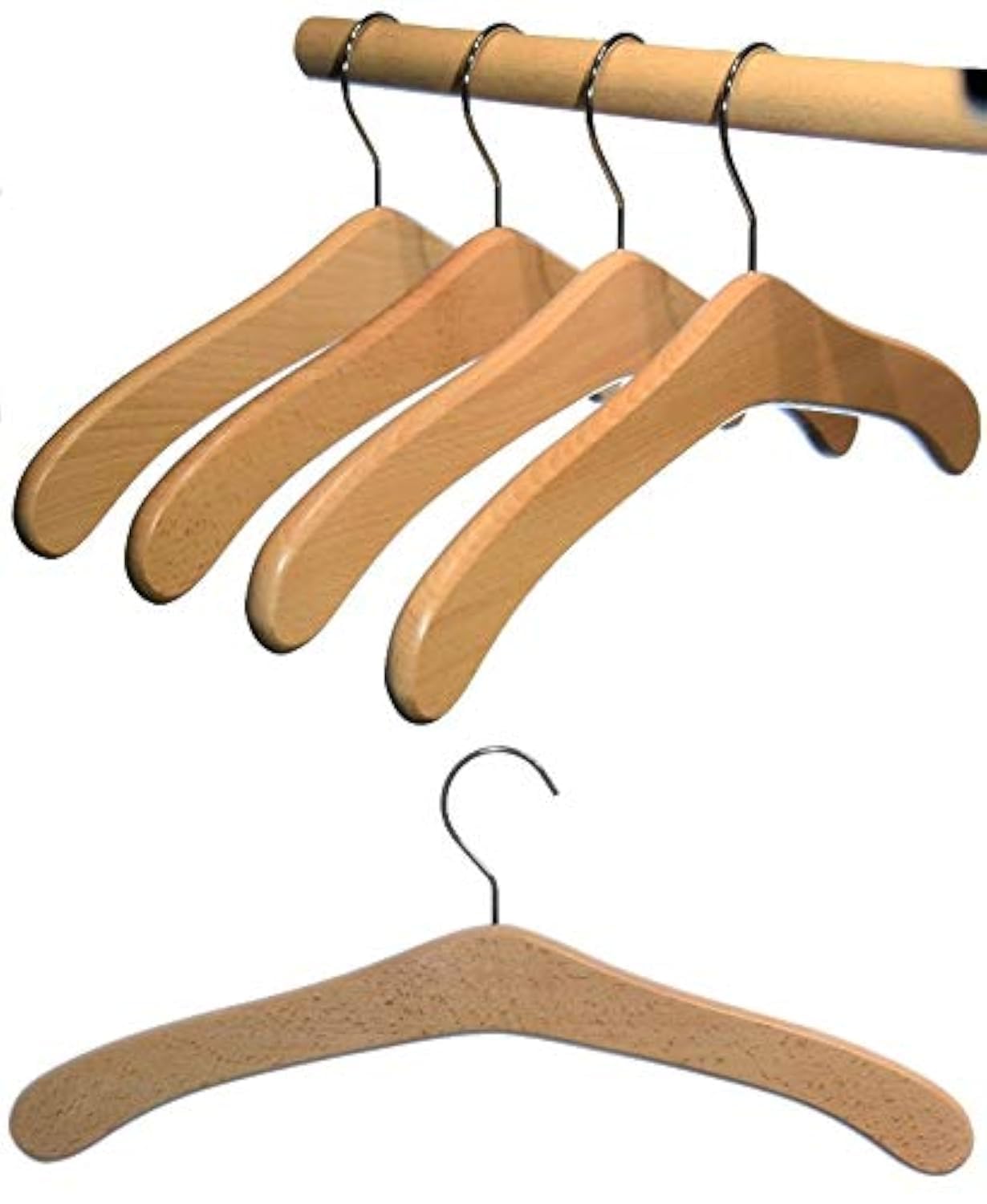 Hagspiel Natur Lackiert Wooden Coat Hangers Made Of Beech Wood, Made In Austria (Natural Varnish), Pack Of 5