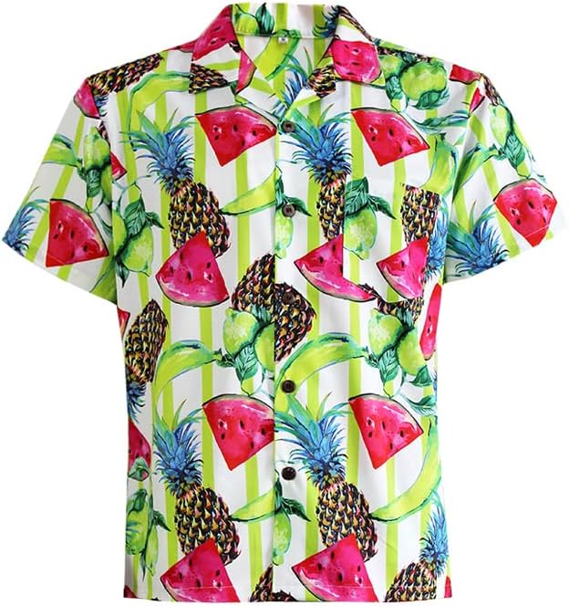 Palmwave Mens Hawaiian Aloha Shirt, Short Sleeves Button Down Beach Clothing, Big Mens Shirt, Floral Casual Shirt