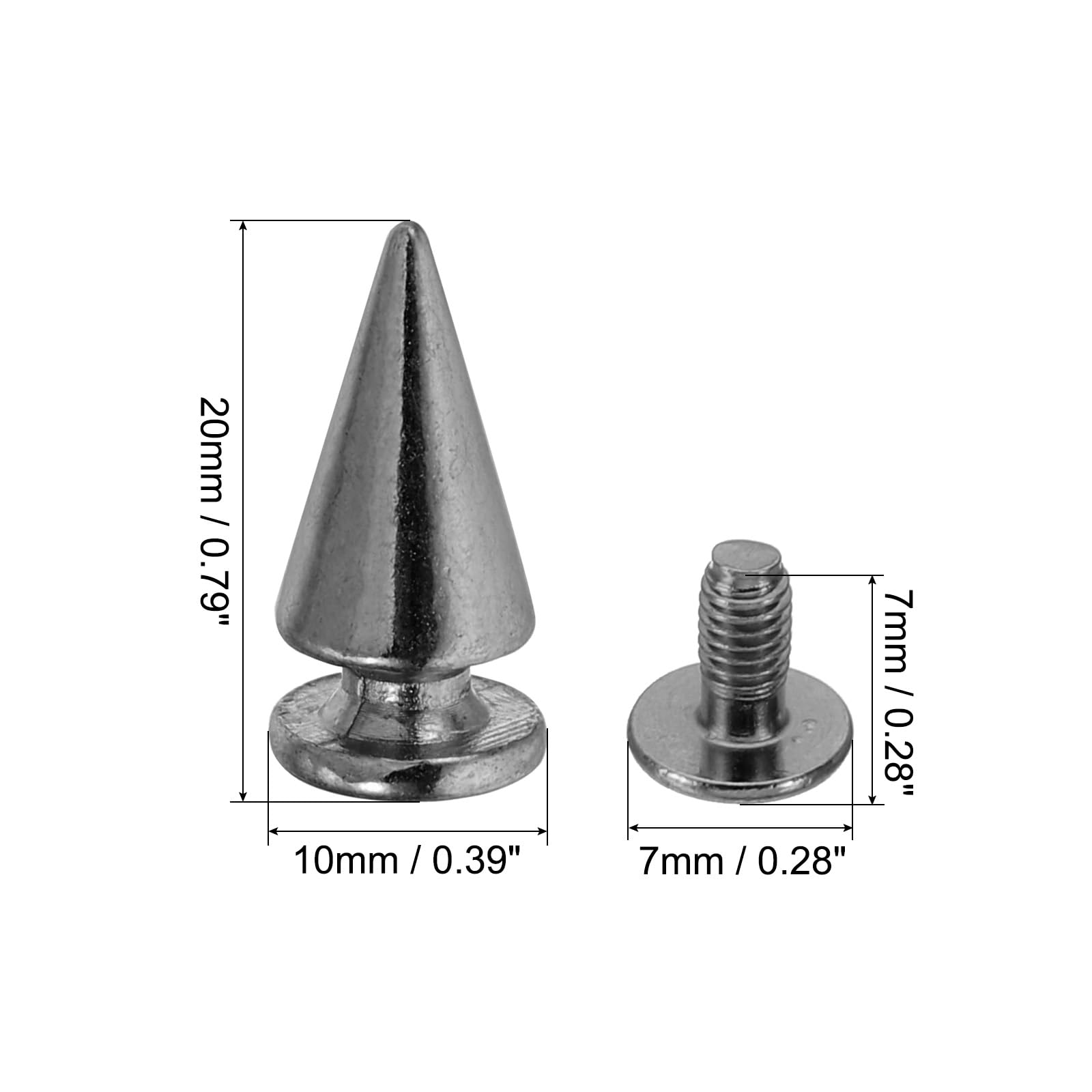 PATIKIL 20mm Studs for Clothing 20 Sets Studs and Spikes Leather Rivets Cone Spikes Metal Screw Studs for Clothing Leather Crafts Fabric Shoes Punk Bag Leathercraft - Image 2