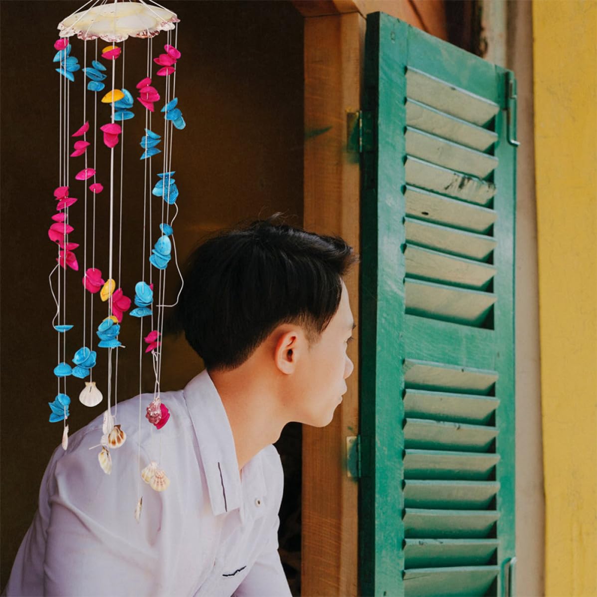 Campanello a Vento Conchiglie, Decorazione Esterna Colorata, 2 Pezzi