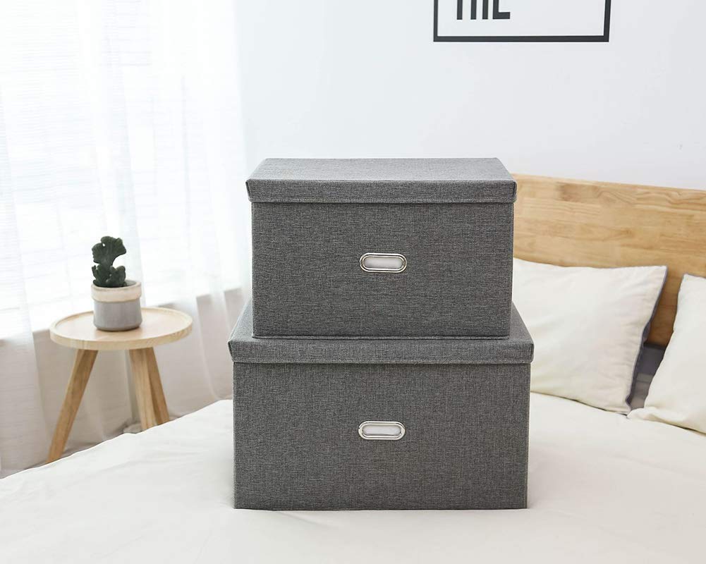 Aufbewahrungsboxen,aufbewahrungsbox mit Deckel Faltbare Vorratsbehälter aus Baumwollgewebe Grau XL