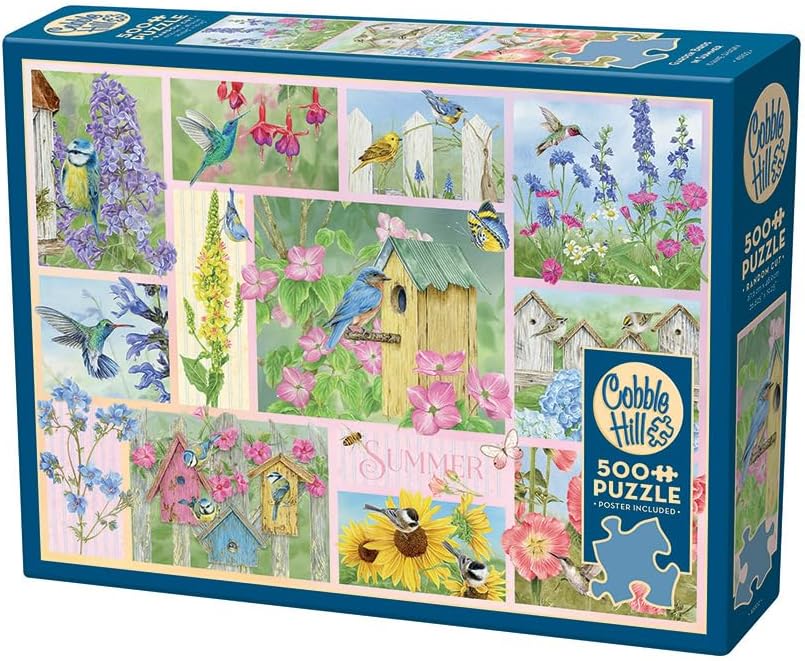 Cobble Hill 500 Piece Puzzle -Garden Birds in Summer - Sample Poster Included